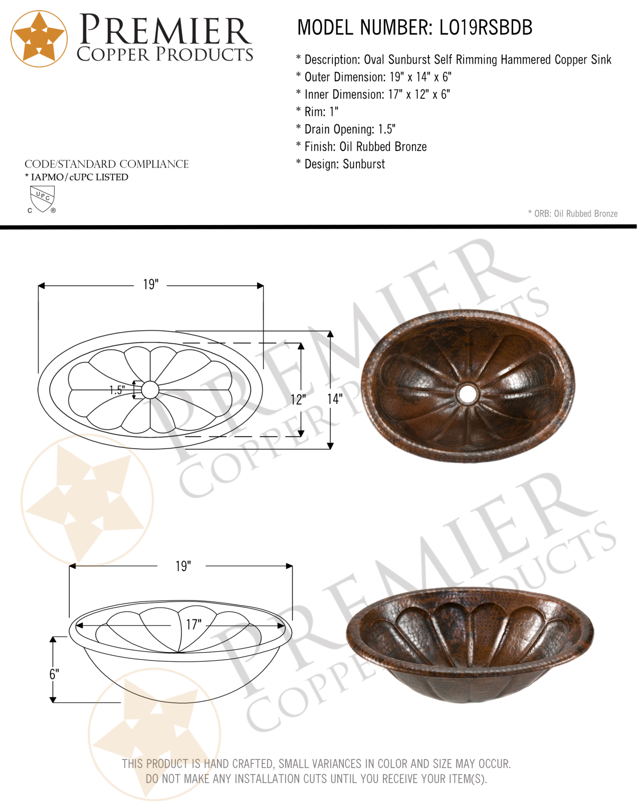 Premier Copper Products IER1005 Specifications - ManualMachine.com