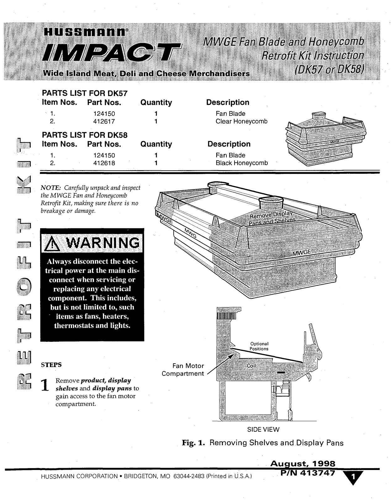 Hussmann DK57, DK58 Install Manual