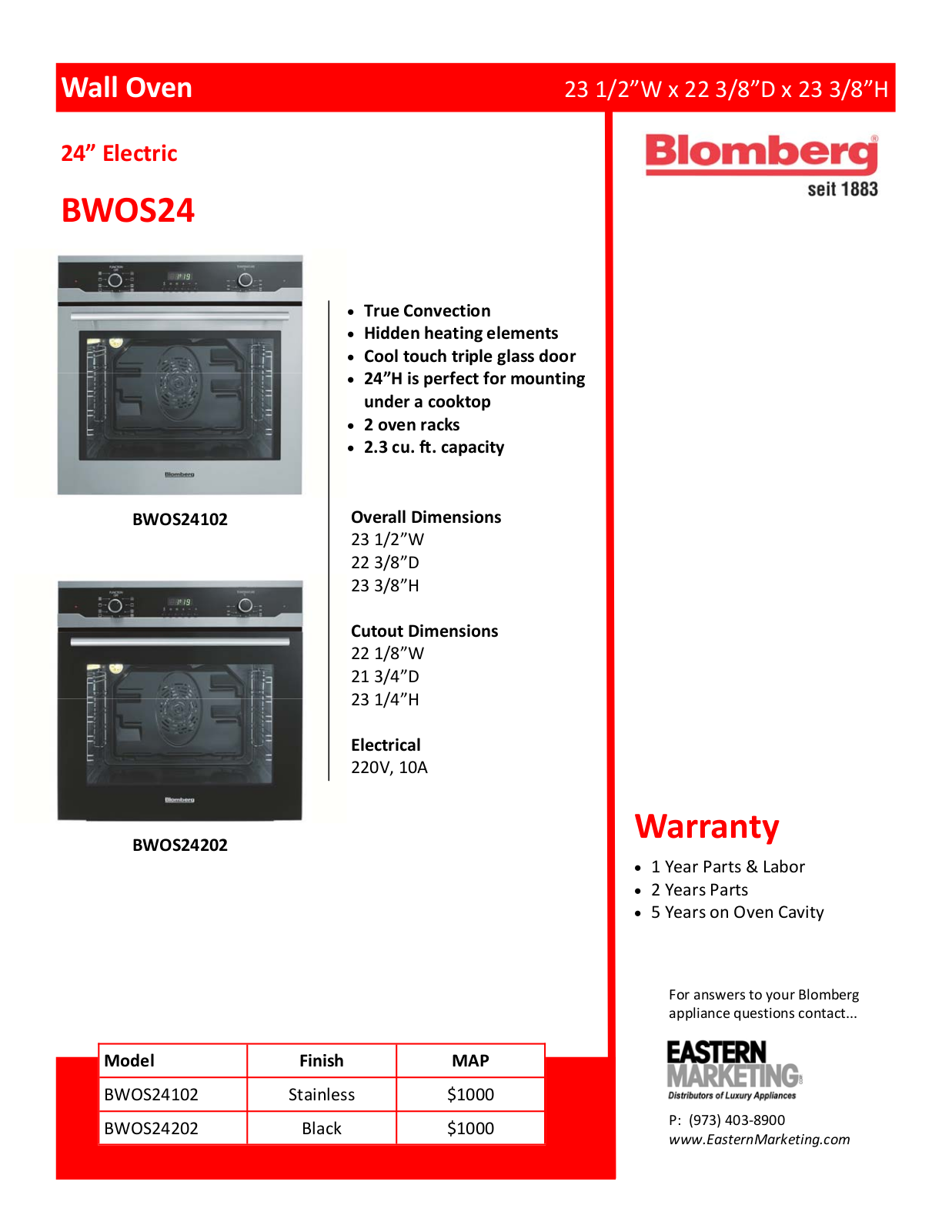 Blomberg BLMB1035 Specifications
