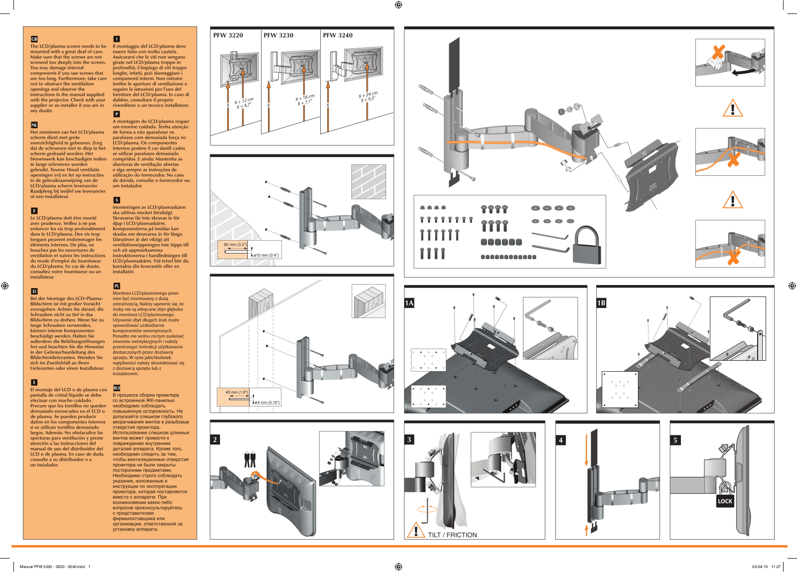 Vogel´s PFW 3220, PFW 3230, PFW 3240 Mounting instructions