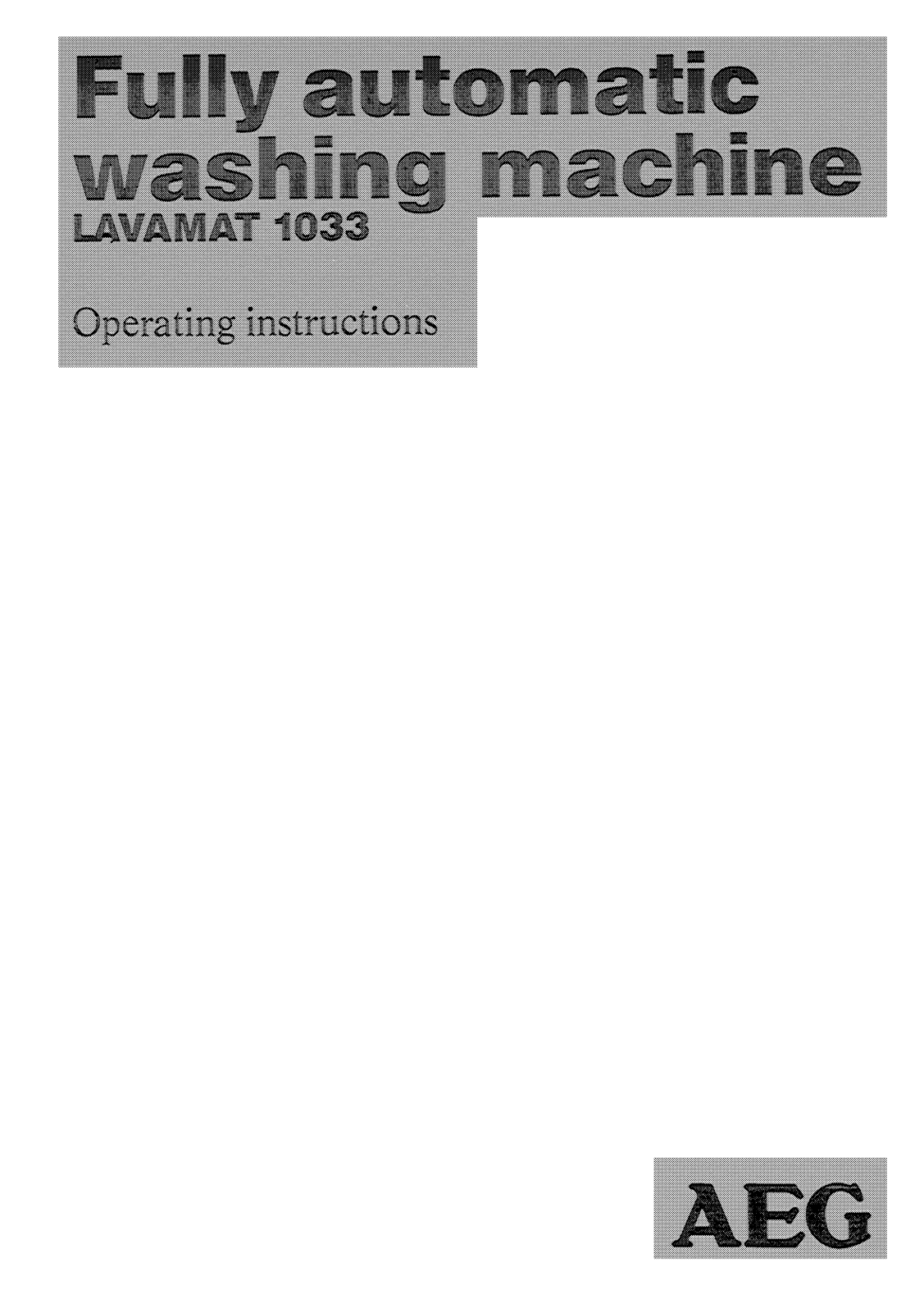 Aeg-electrolux LAVAMAT 1033 User Manual