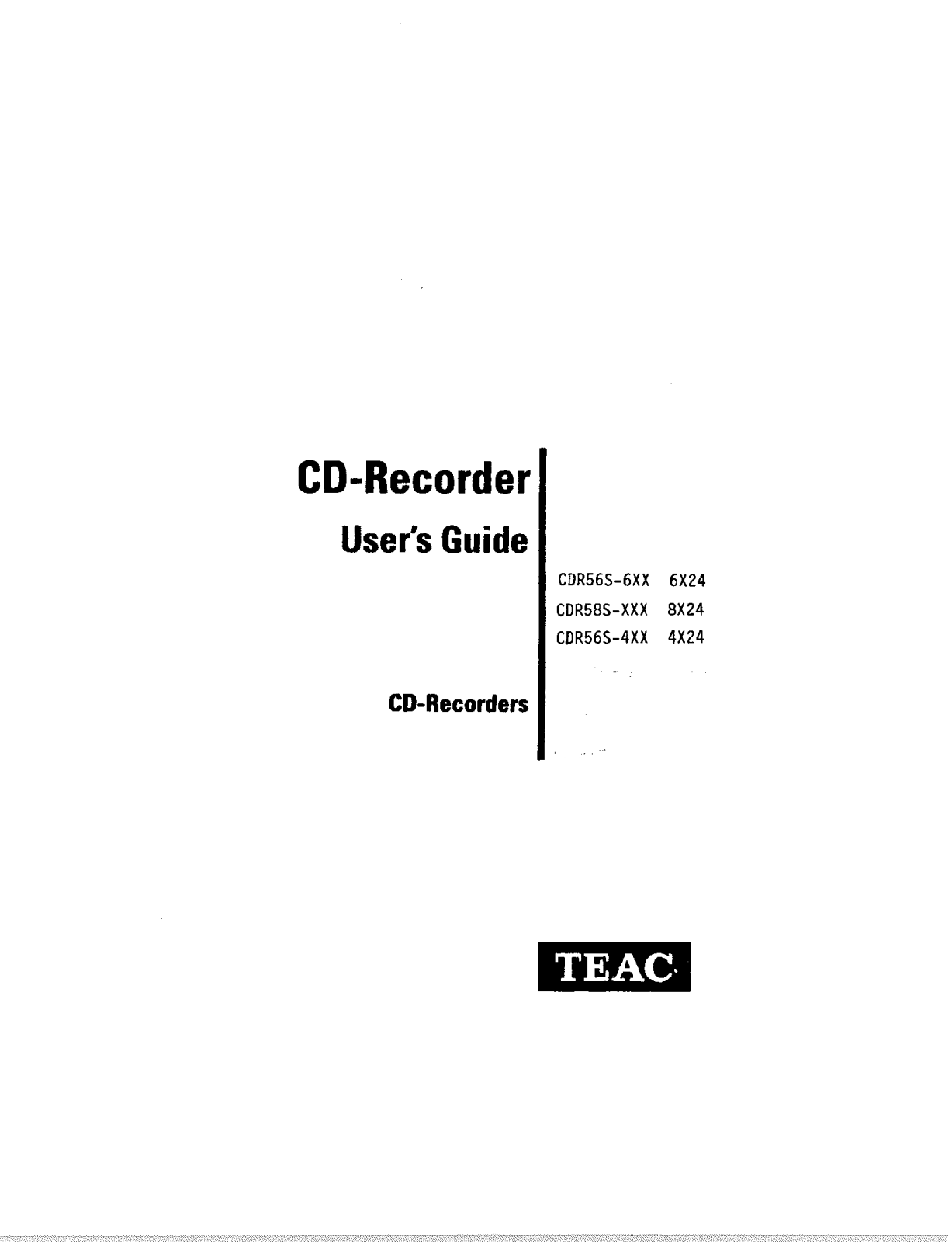 Teac CDR56S-4XX, CDR56S-6XX, CDR58S-XXX User Manual