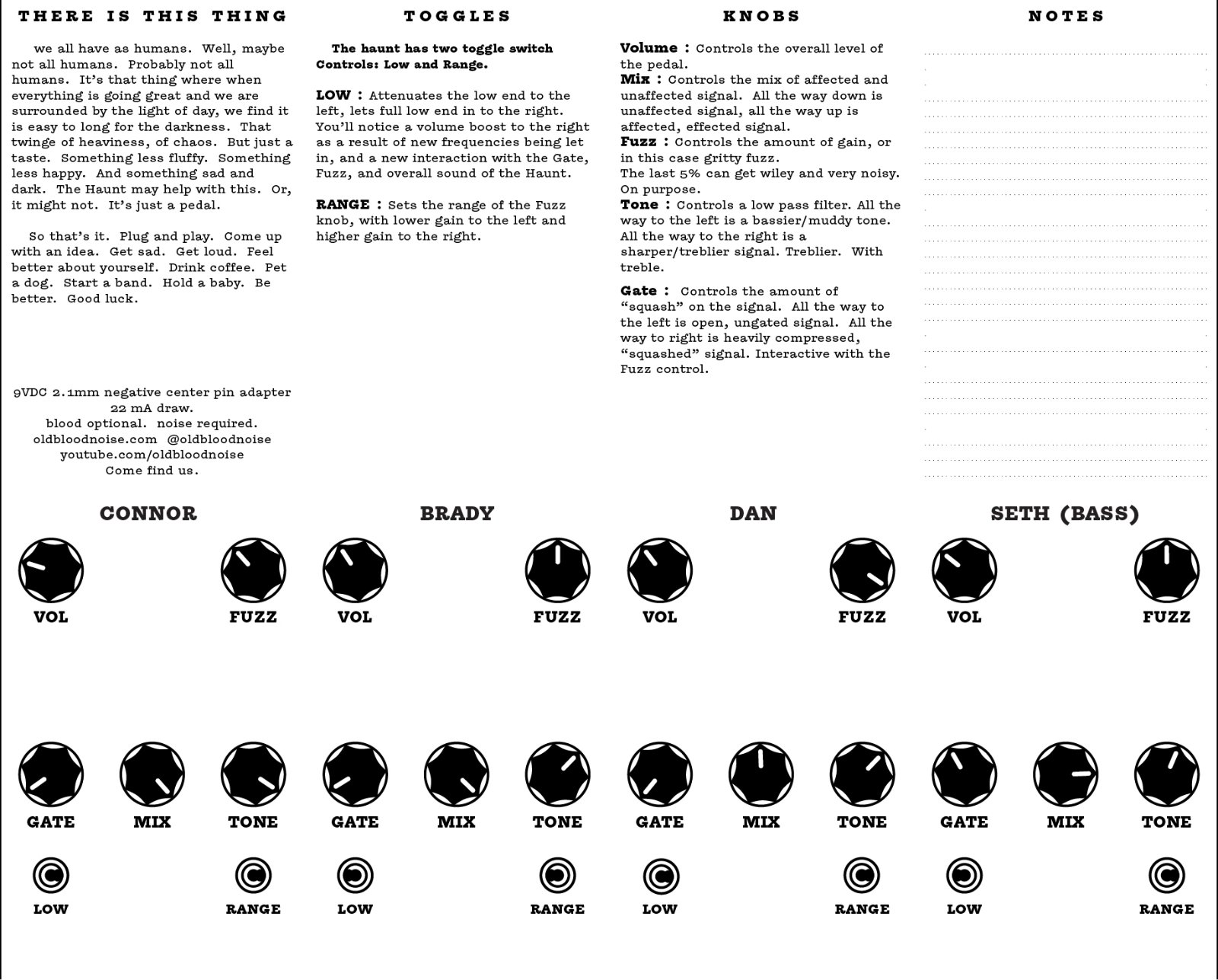 Old Blood Noise Haunt Fuzz with Clickless Switching User manual