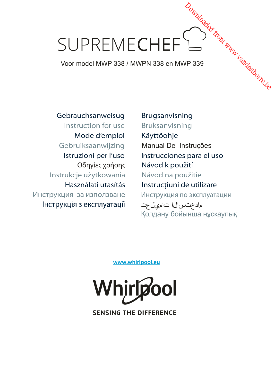 WHIRLPOOL MWP 338 SX User Manual