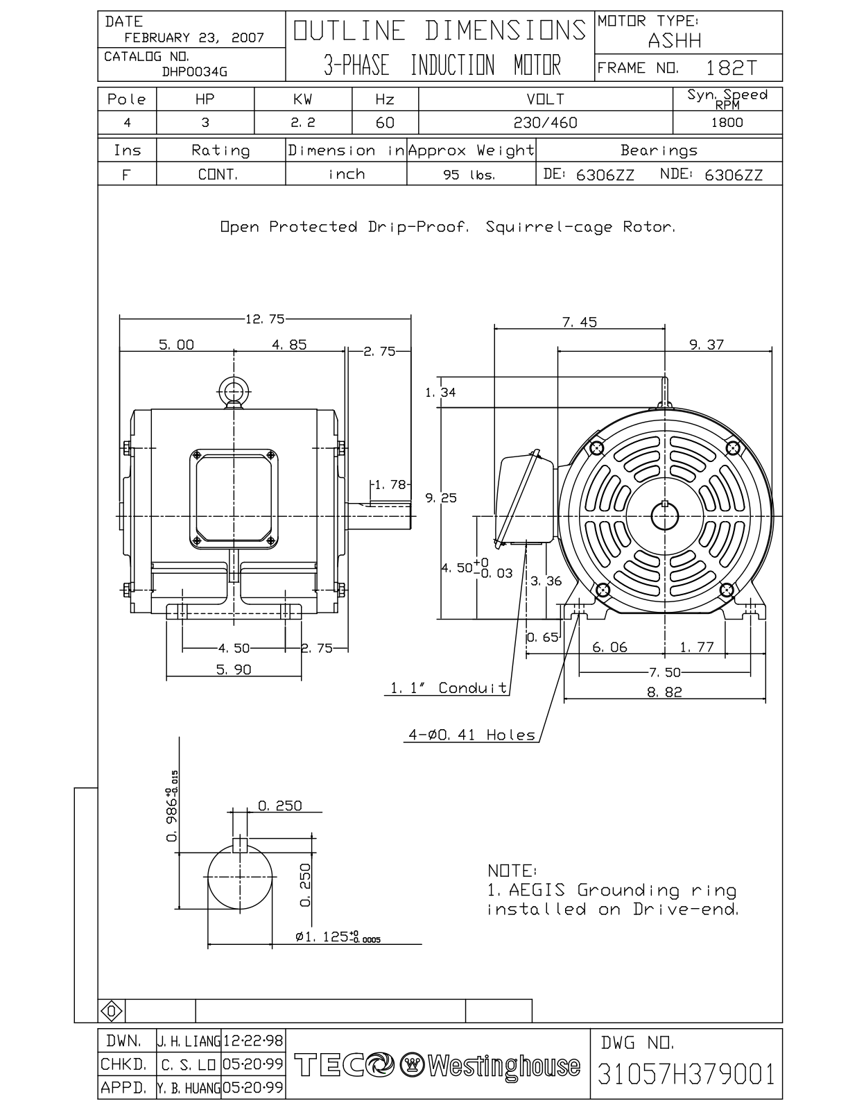 Teco DHP0034G Reference Drawing