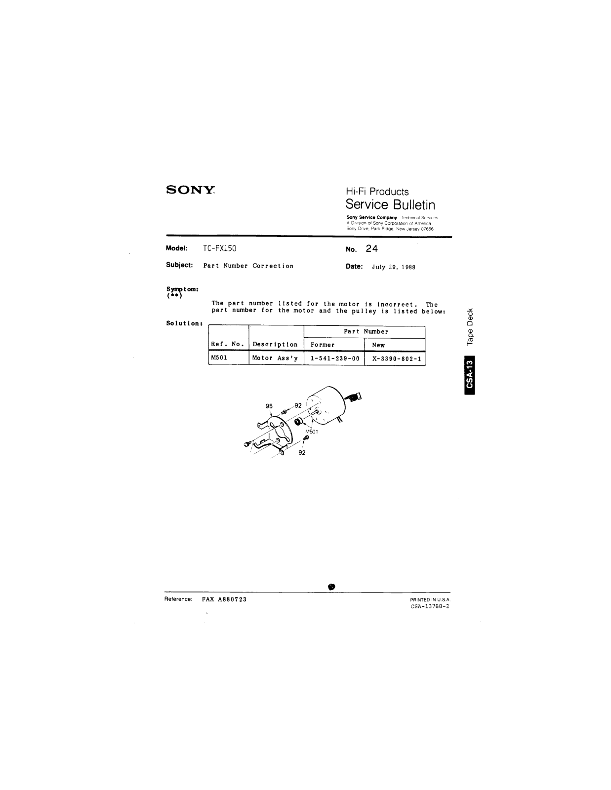 Sony TC-FX150 Service Manual