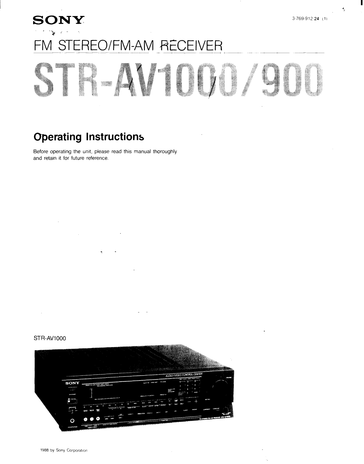 Sony STR-AV900, STR-AV1000 User Manual