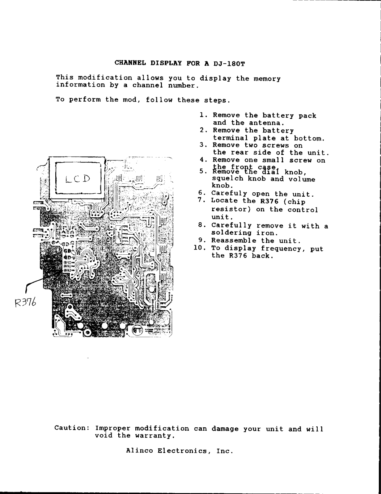 Alinco dj180TCHDISP User Manual