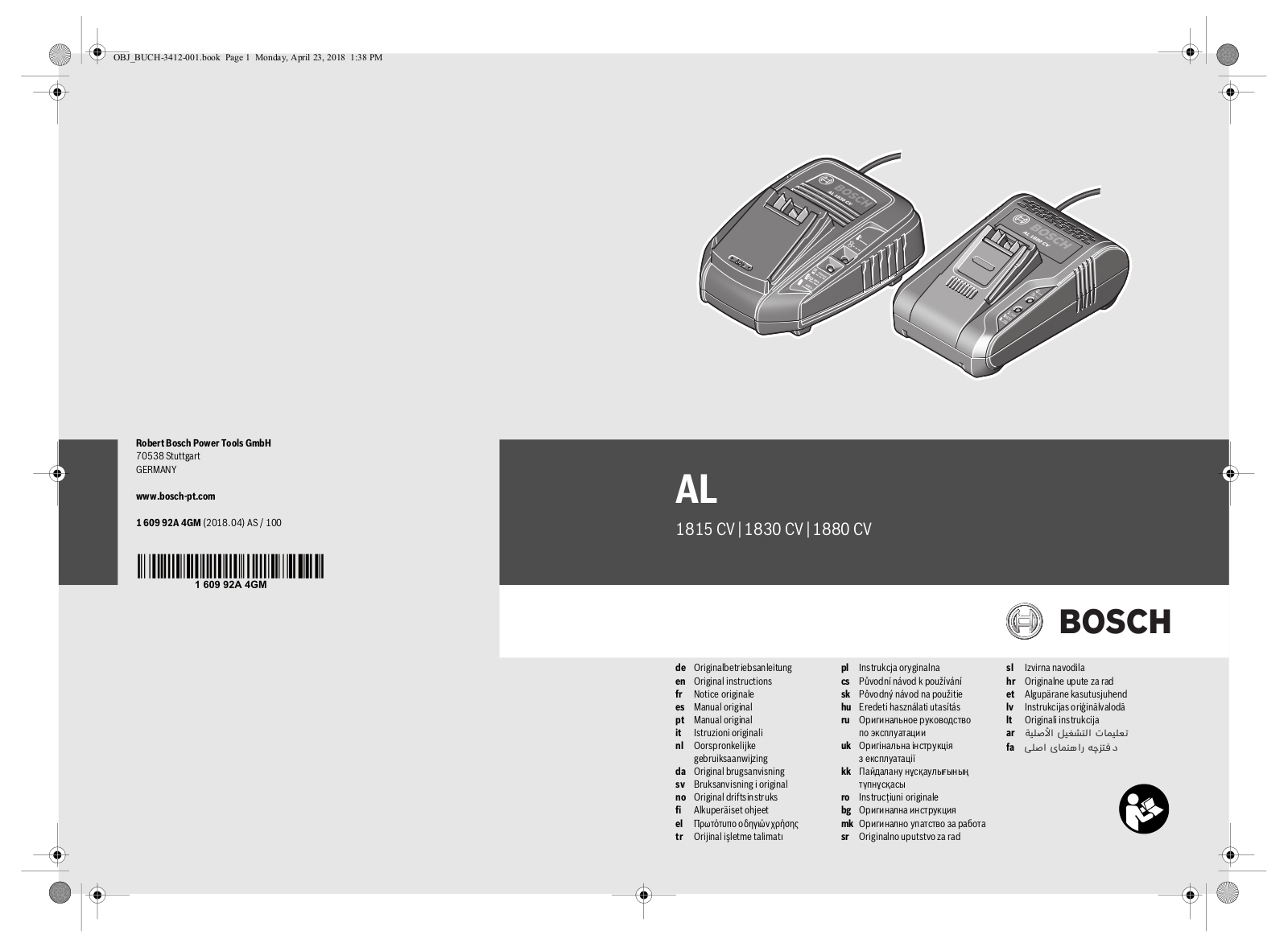 Bosch AL 1815 CV, AL  1830 CV, AL  1880 CV operation manual