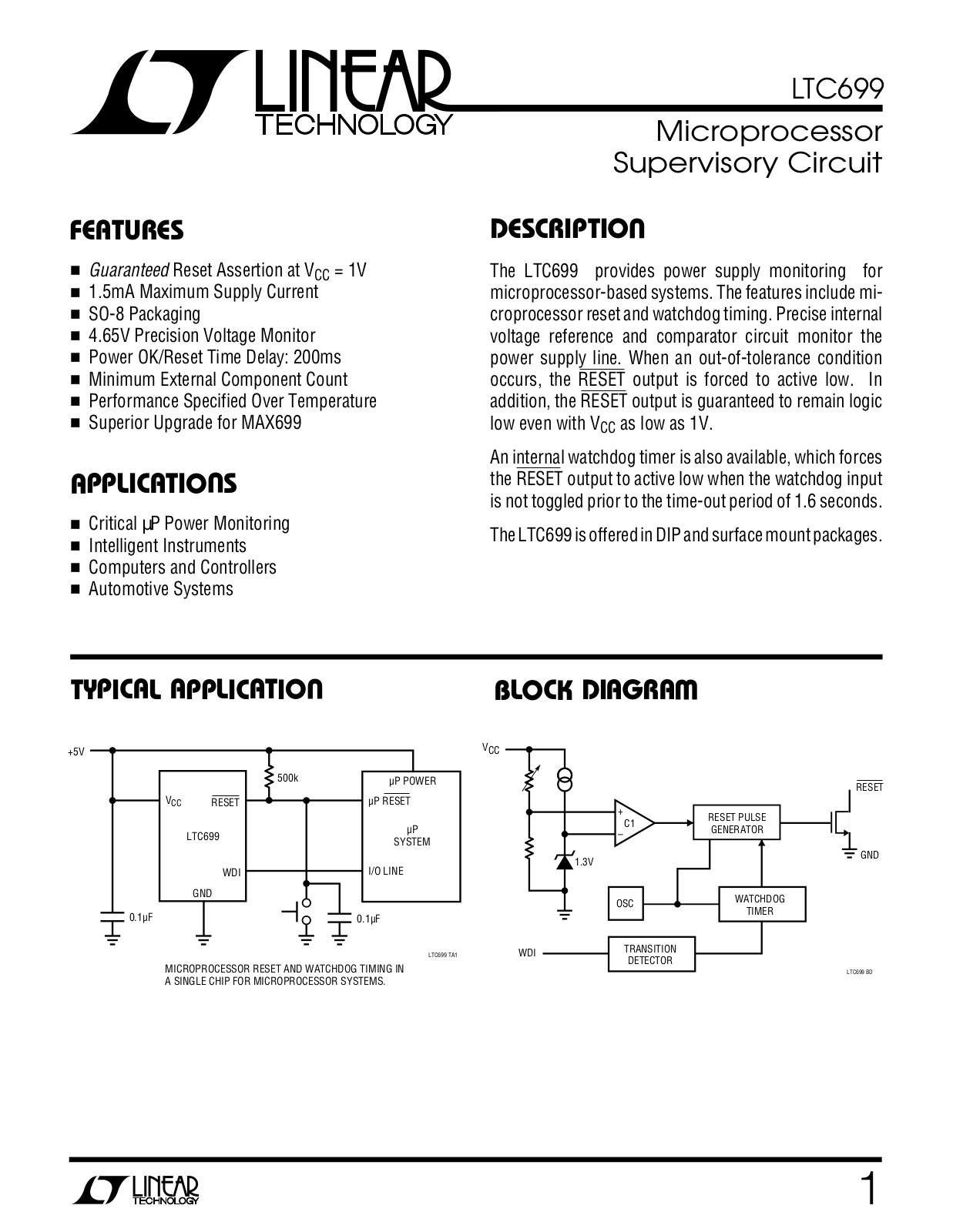 Linear Technology LTC699 Datasheet