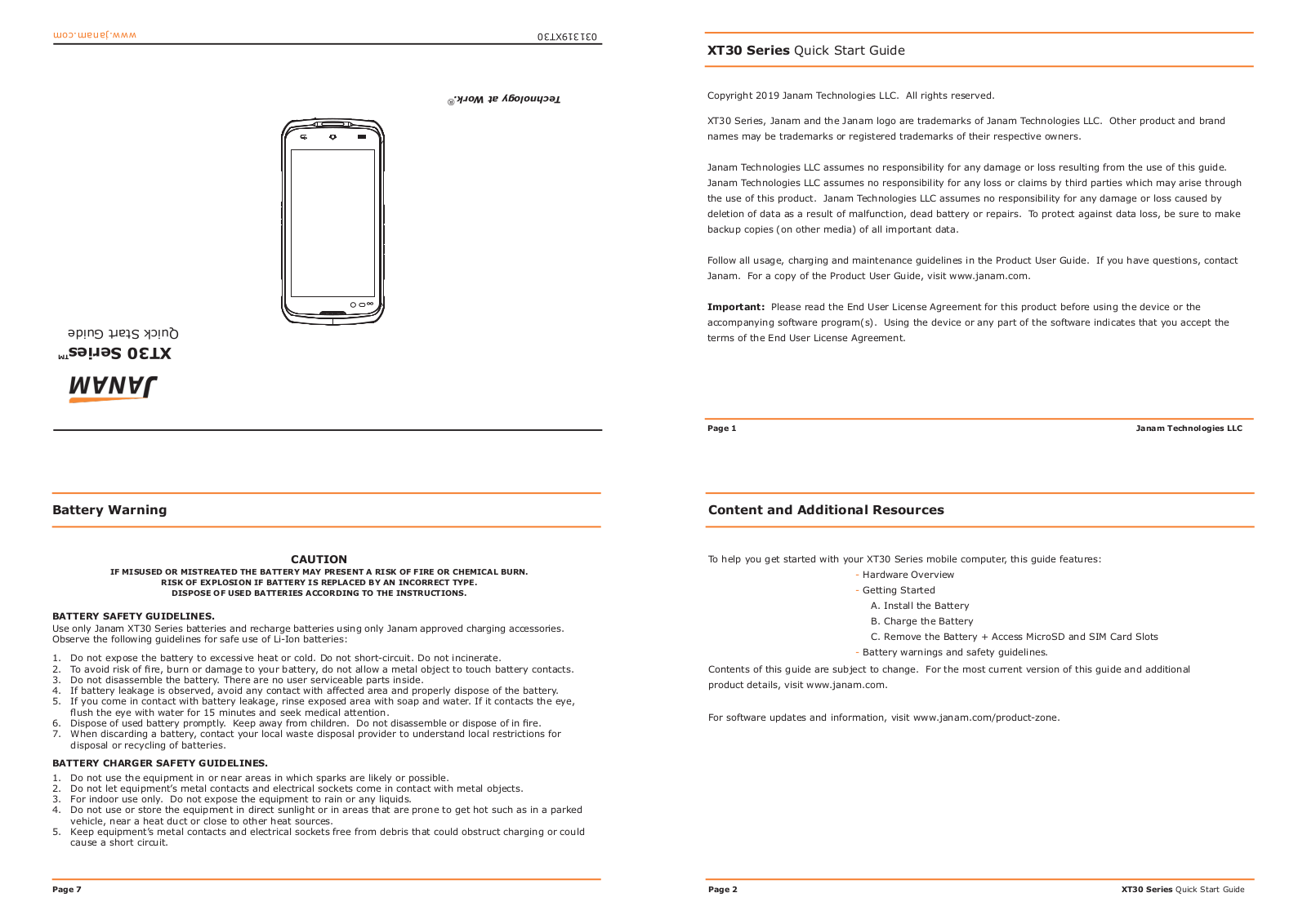 Janam Technologies XT30WA User Manual