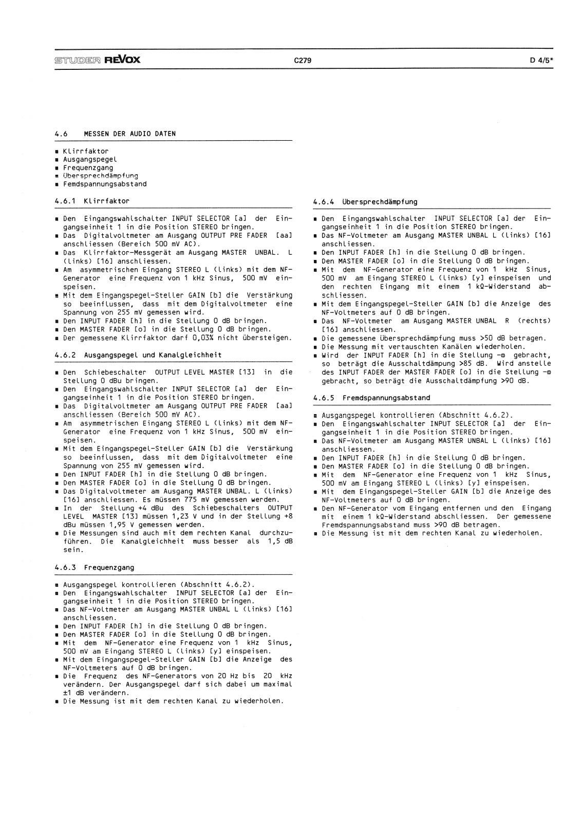 Service Manual-Anleitung für Revox C 279 