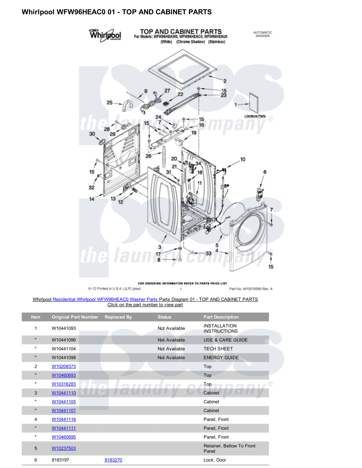 Whirlpool WFW96HEAC0 Parts Diagram