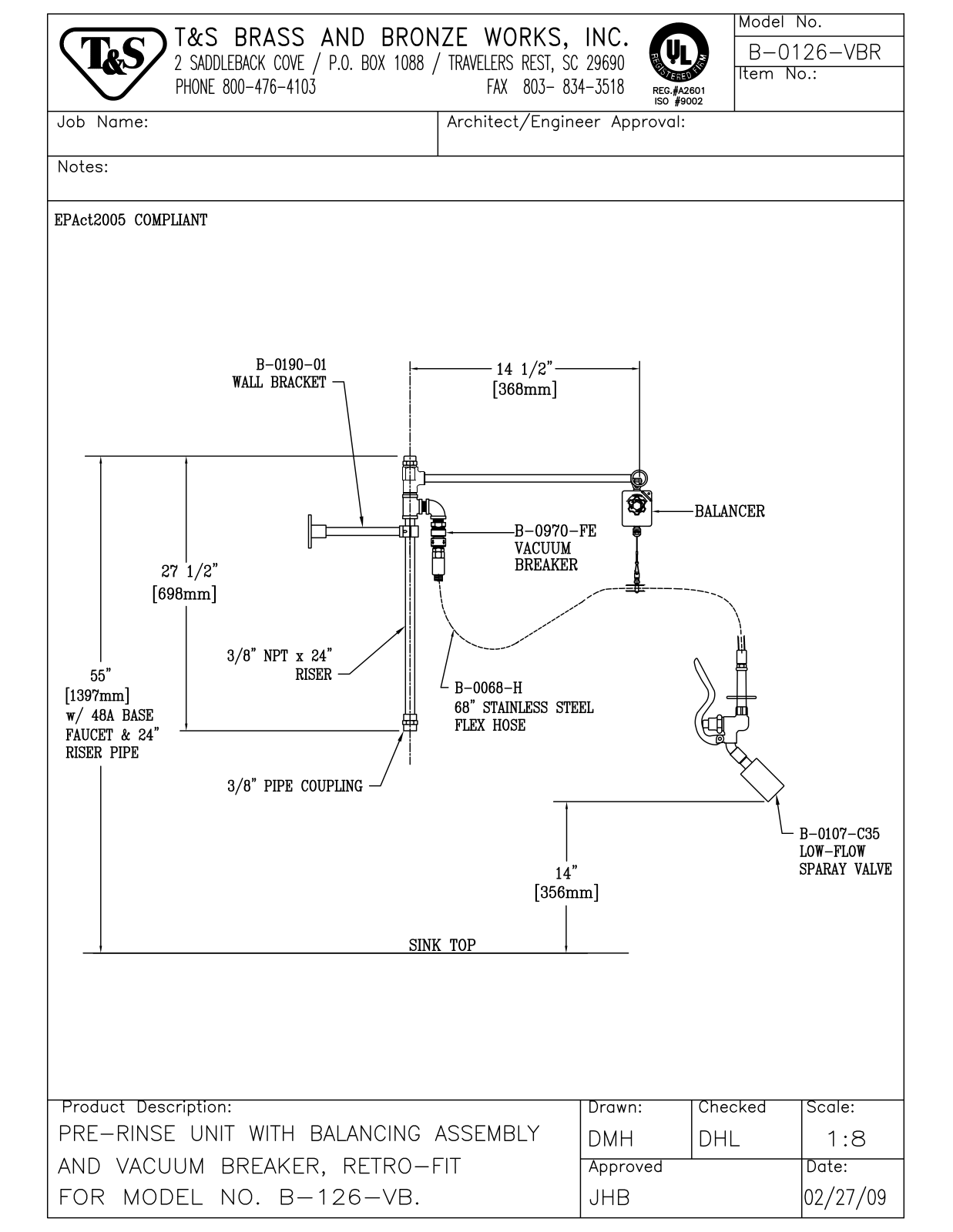 T&S Brass B-0126-VBR User Manual