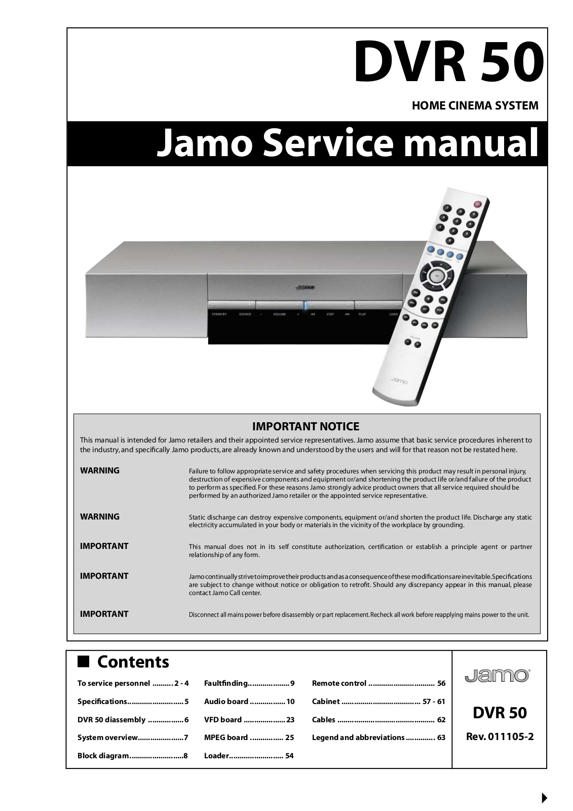 Jamo DVR 50 Service manual