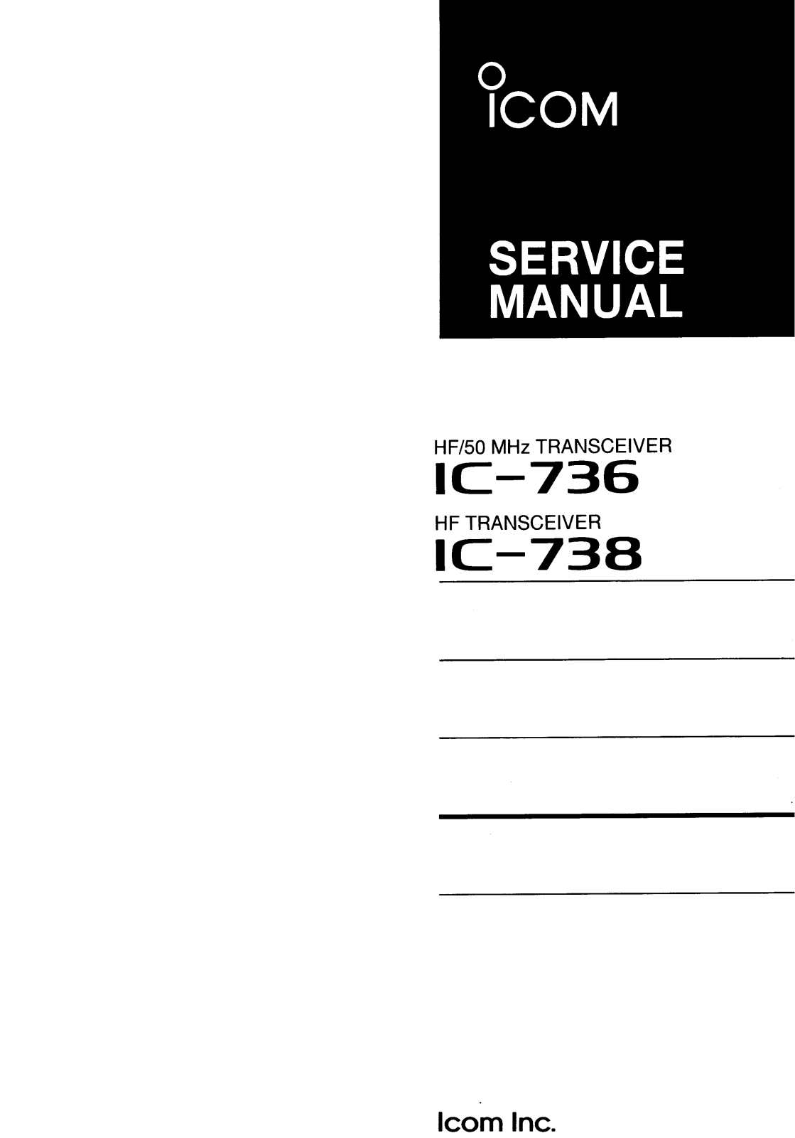 Icom IC736, IC-738 User Manual