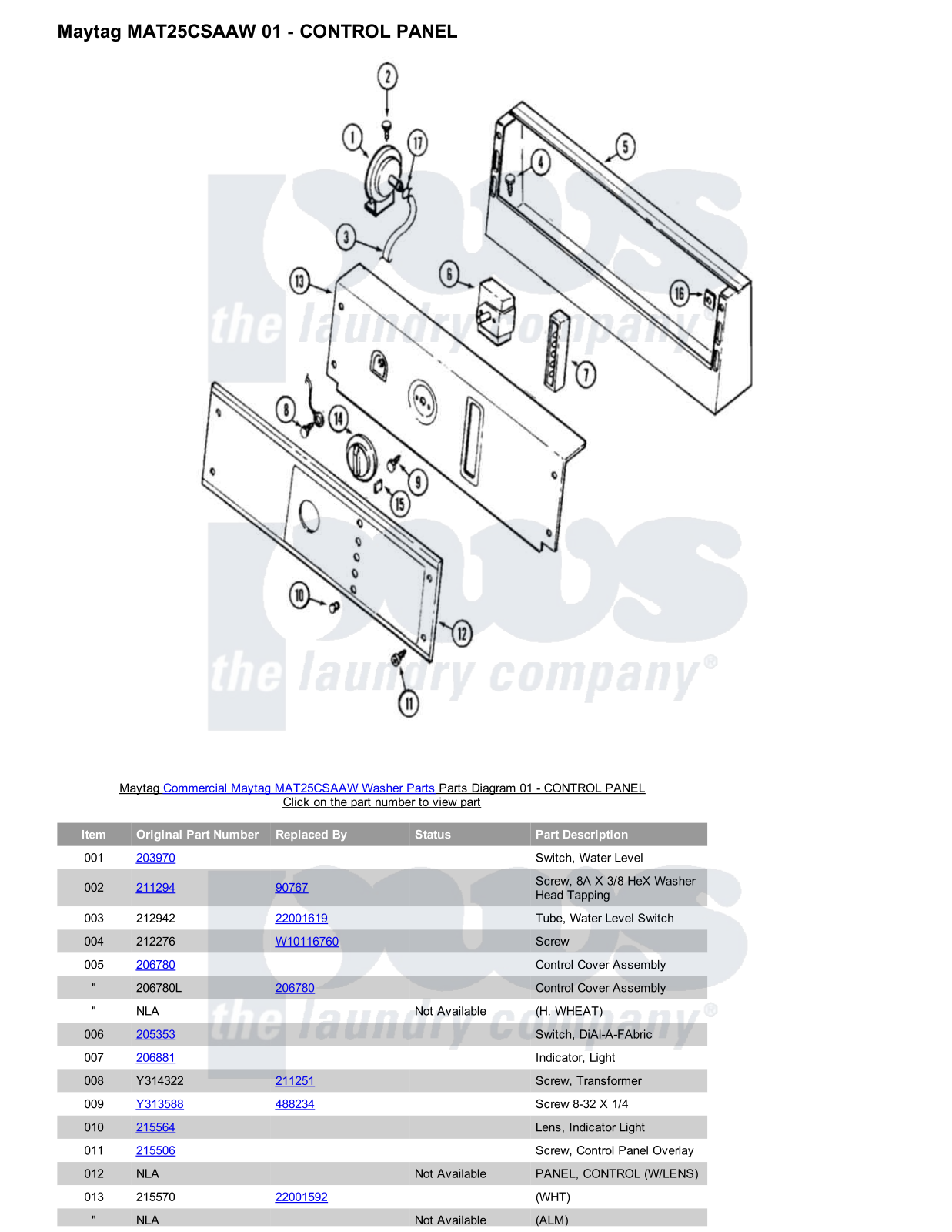 Maytag MAT25CSAAW Parts Diagram