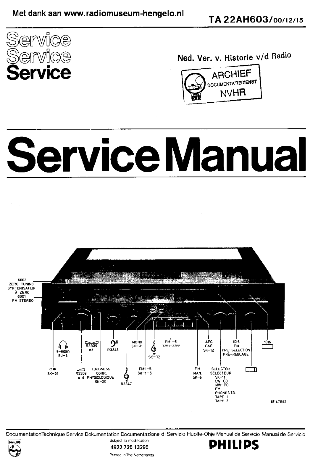 Philips TA-22ah603 Service Manual