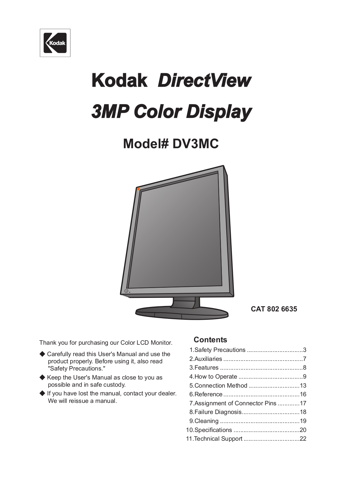 Kodak DV3MC User Manual