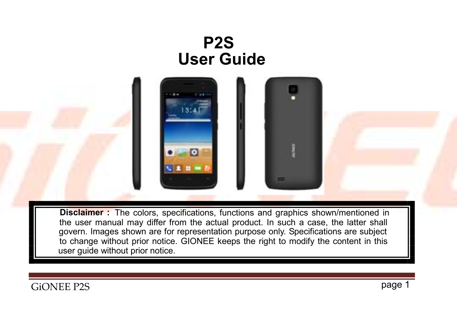 Gionee P2S User Manual