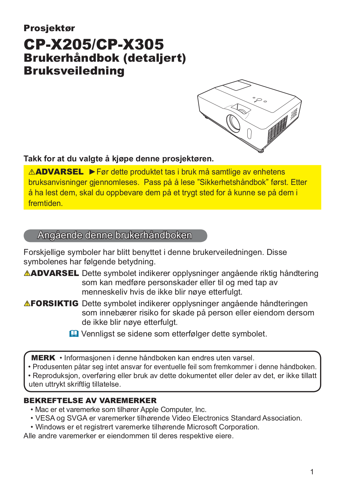 Hitachi CP-X305EF, CP-X205WF User Manual