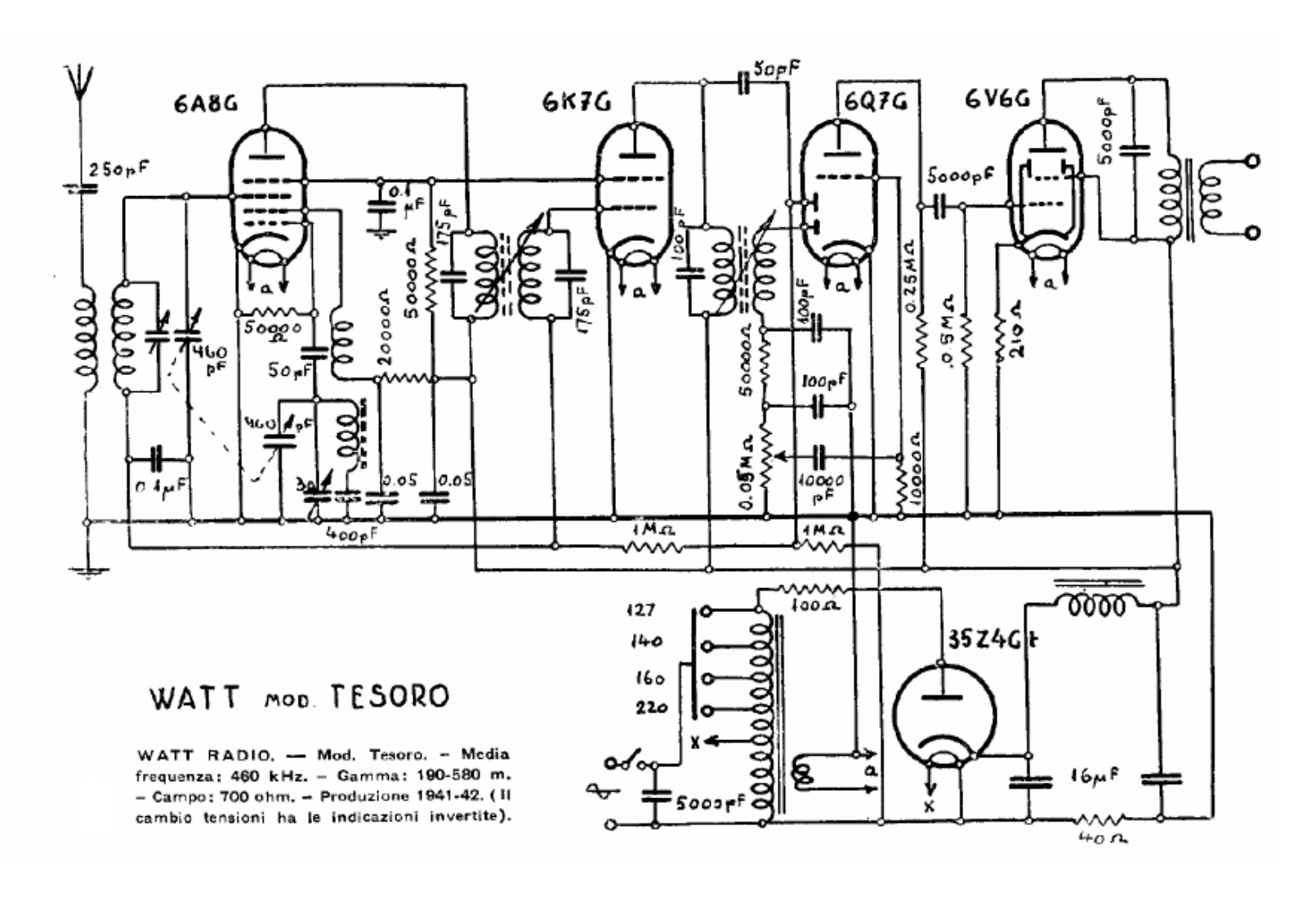 Watt Radio tesoro schematic