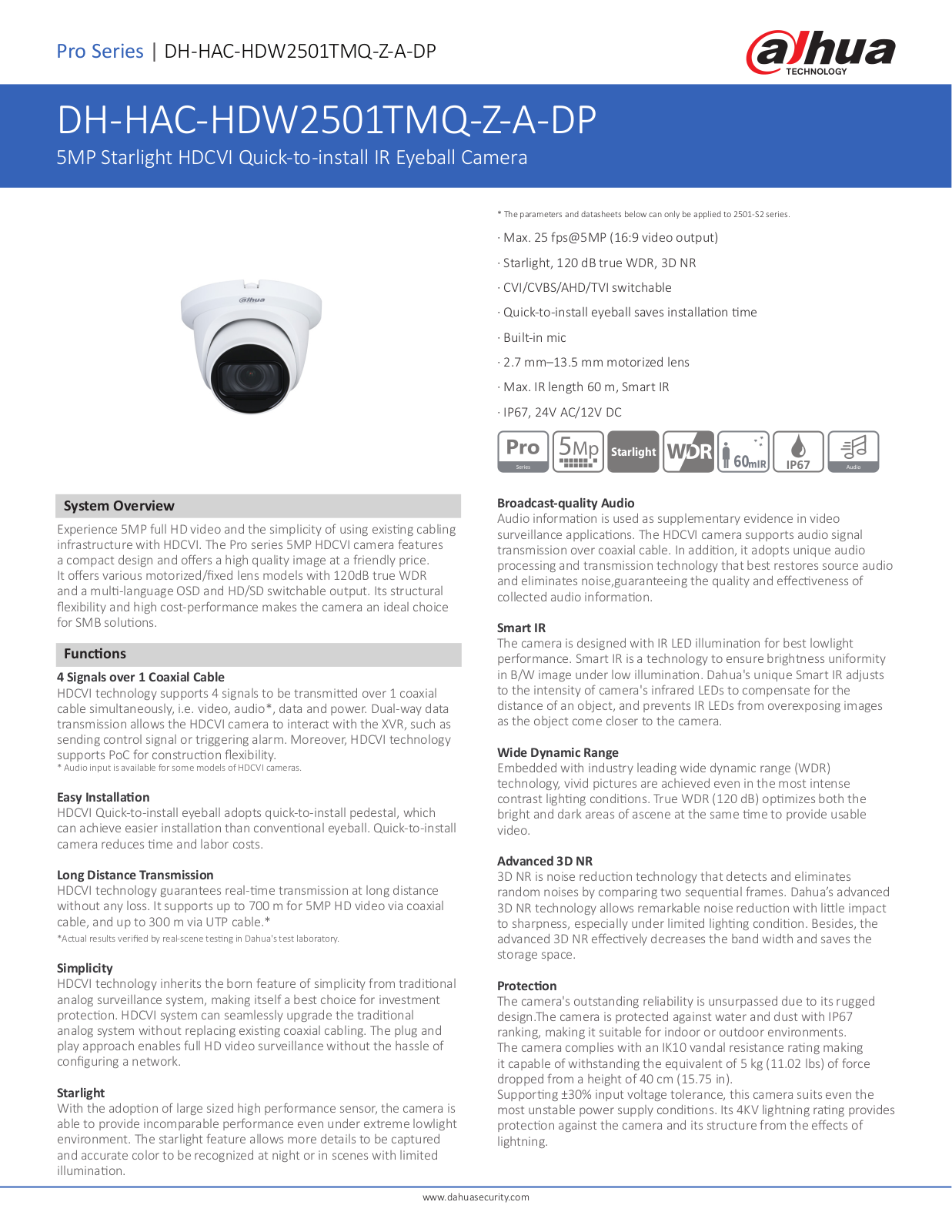 Dahua DH-HAC-HDW2501TMQ-Z-A-DP User Manual