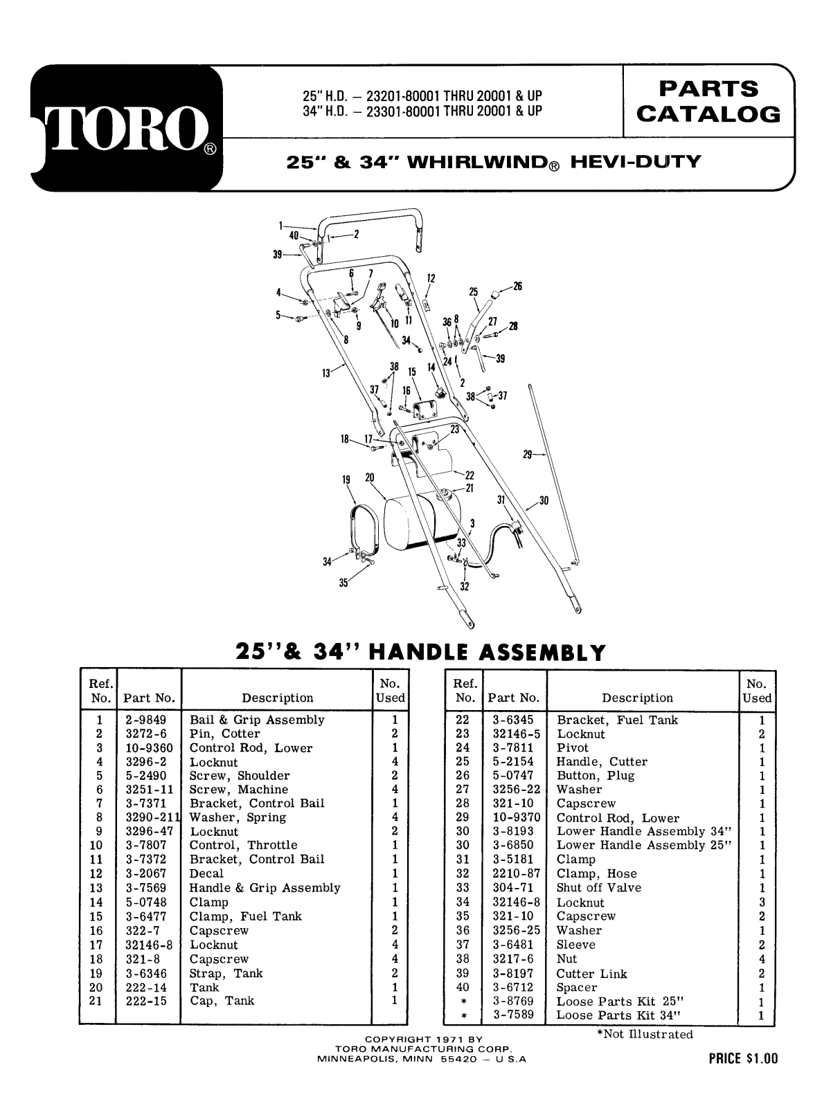 Toro 23201, 23301 Parts Catalogue