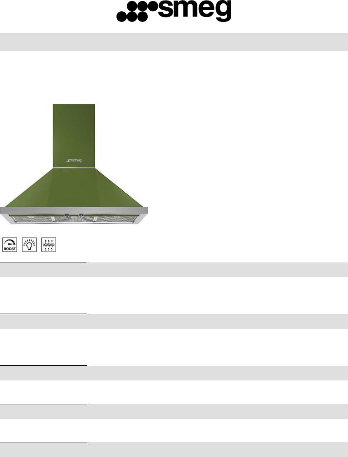 Smeg KPFA9OG Technical sheet