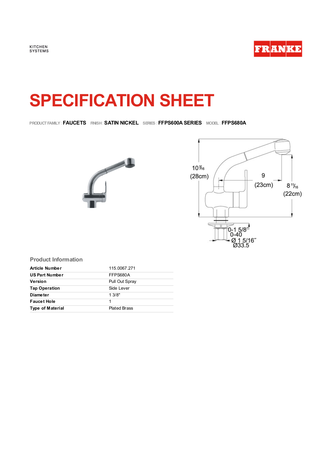 Franke Foodservice FFPS680A User Manual