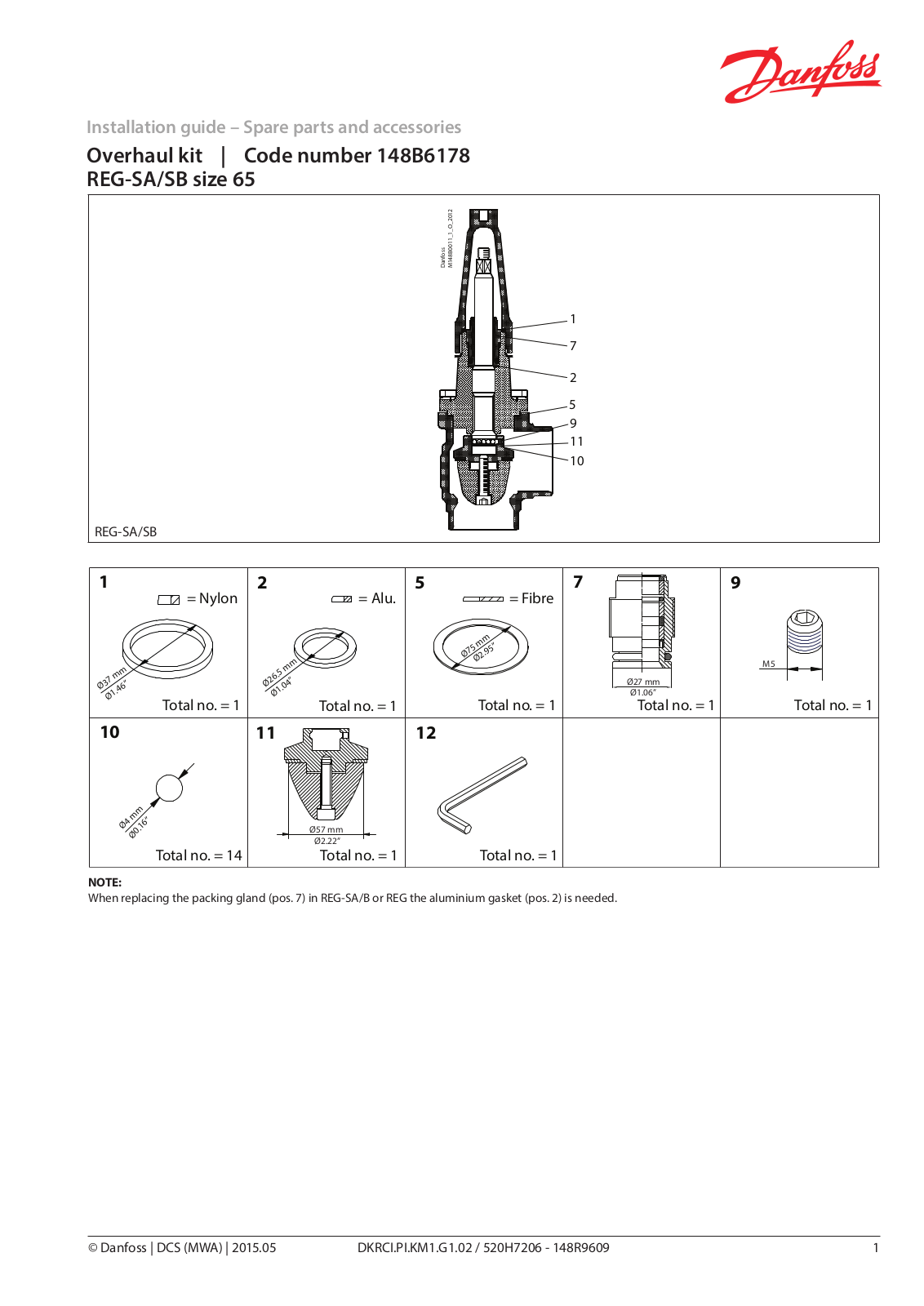 Danfoss REG-SA 65, REG-SB 65 Installation guide