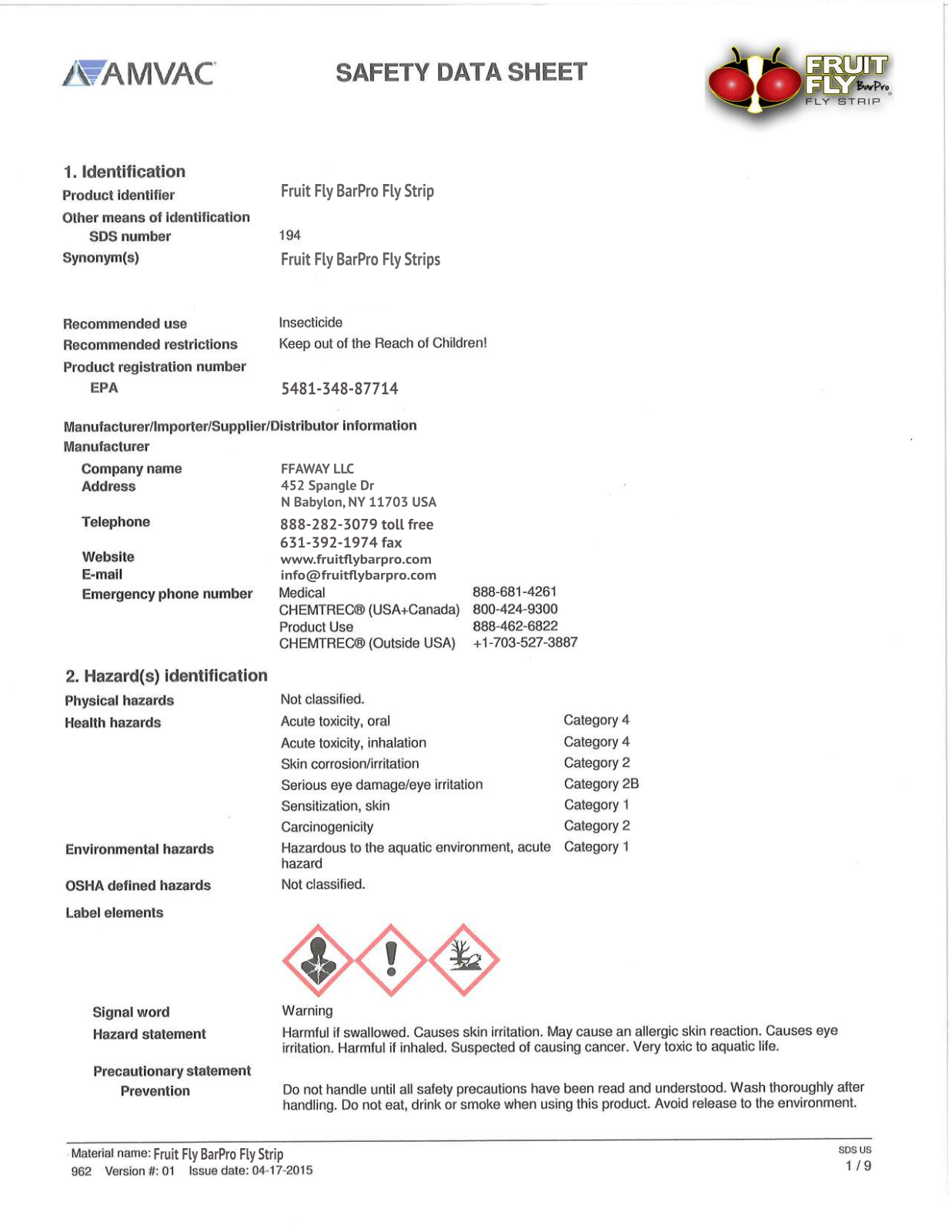 Fruit Fly BarPro FFBP User Manual