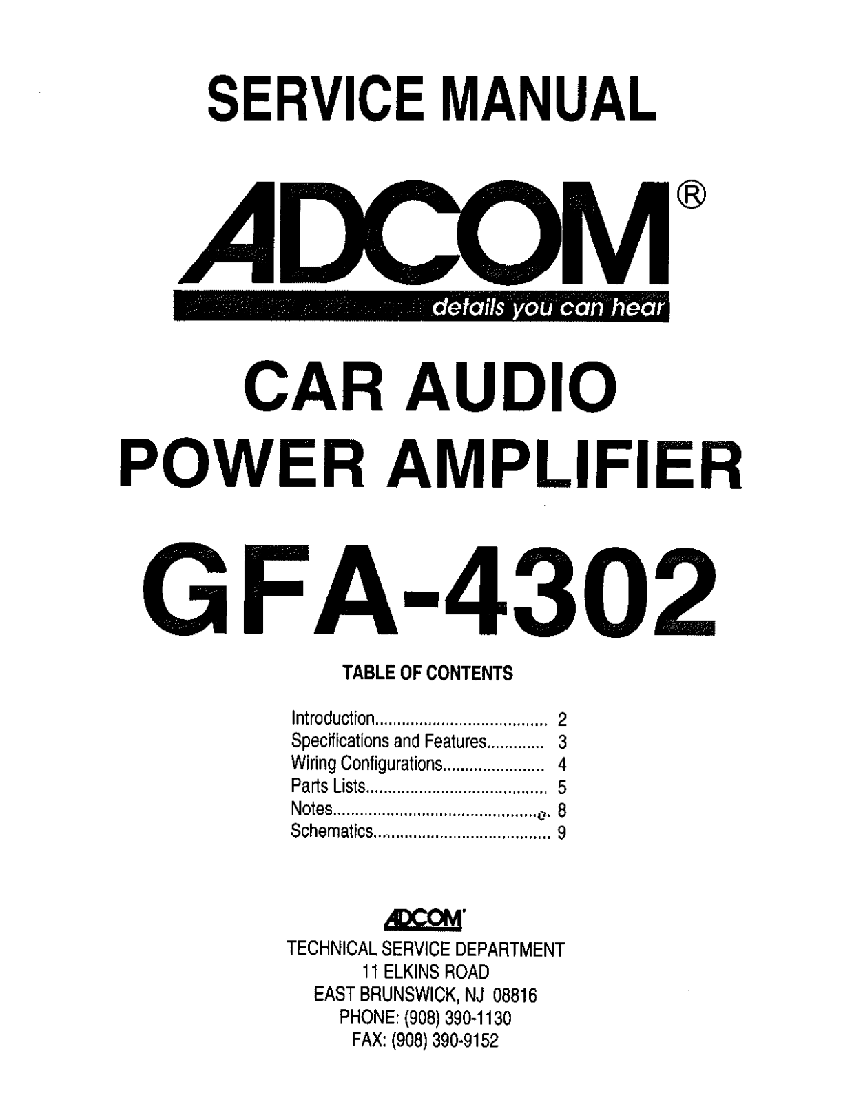 Adcom GFA-4302 Service manual