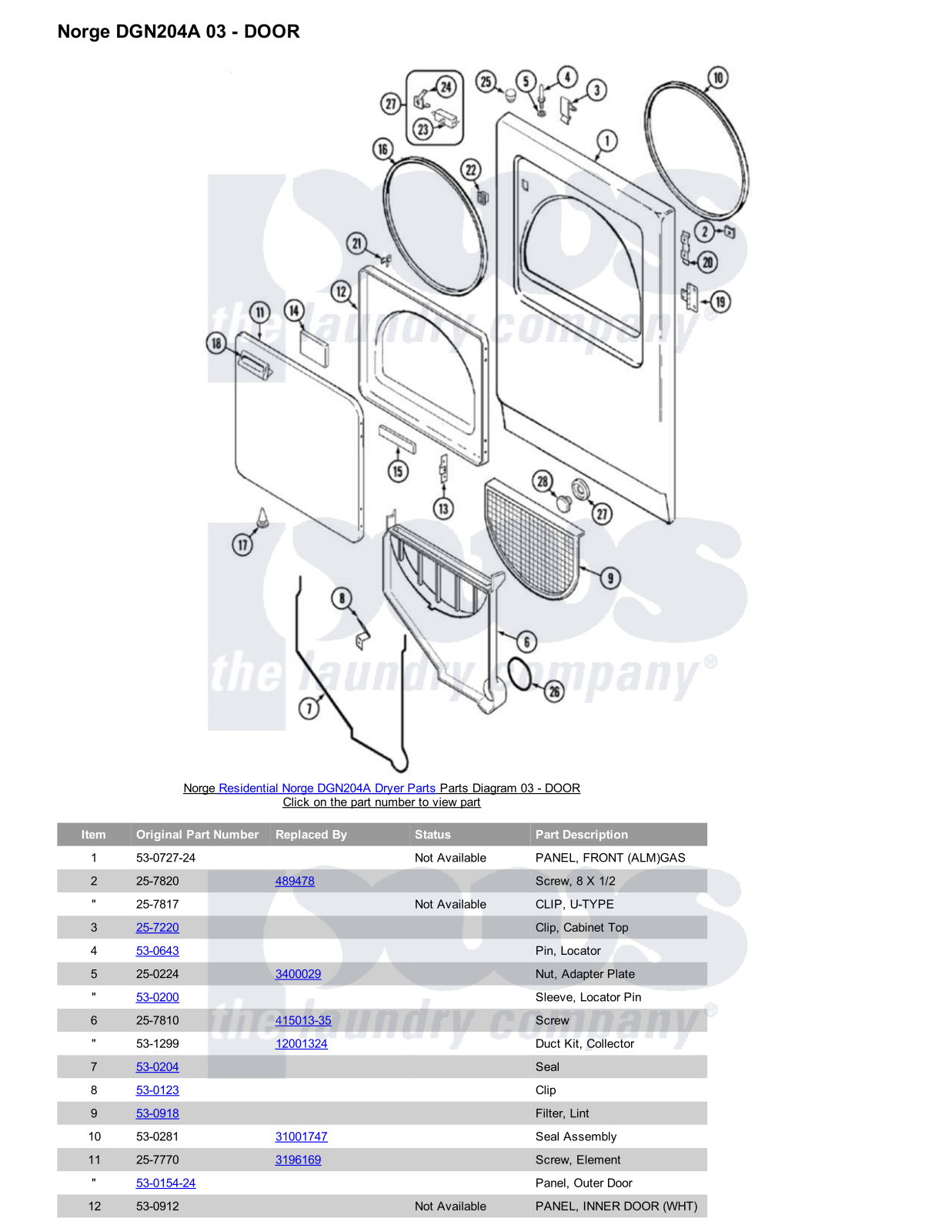 Norge DGN204A Parts Diagram