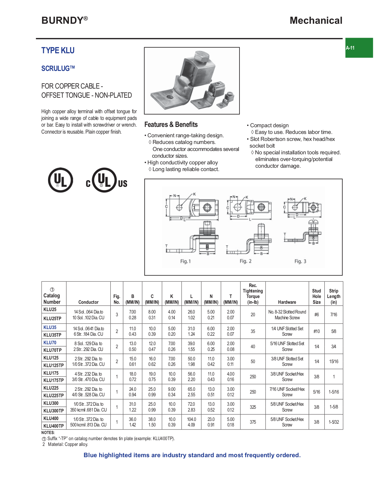 Burndy KLU Catalog Page