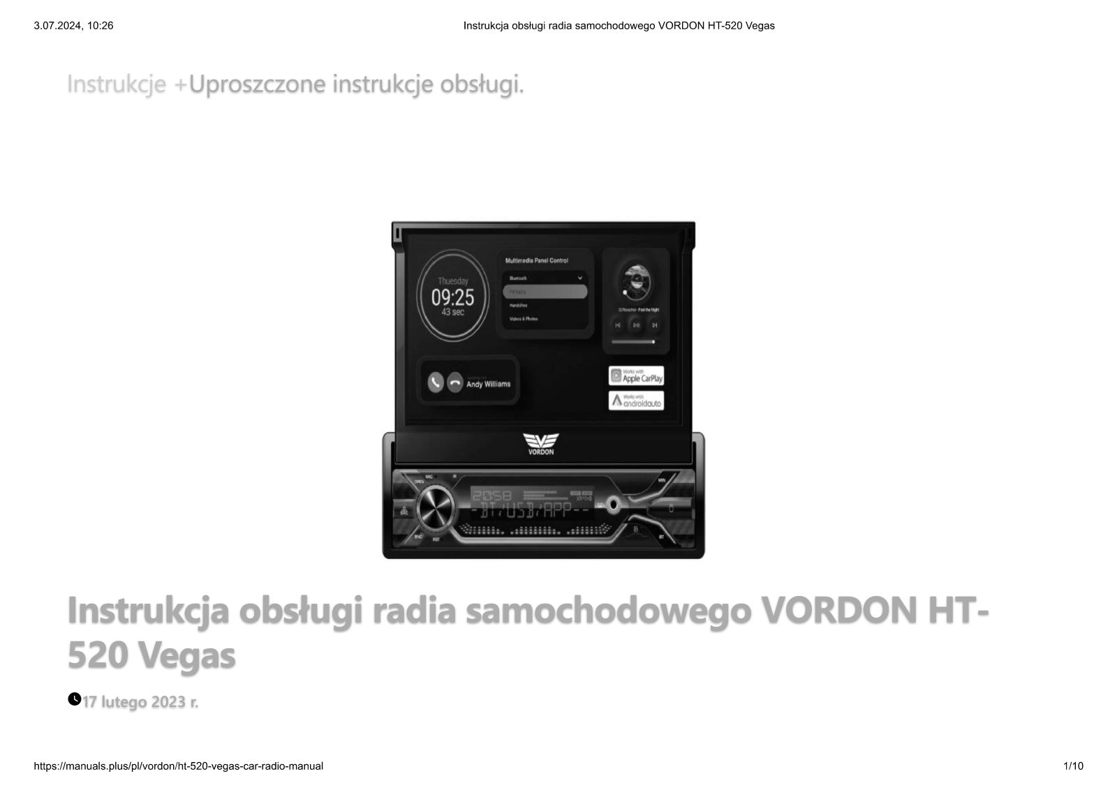 VORDON HT-520 Vegas User guide - ManualMachine.com