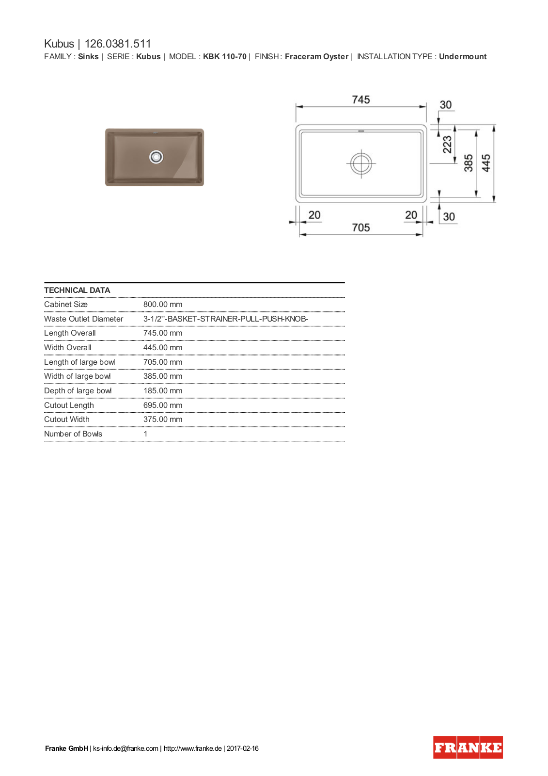 Franke 126.0381.511 Service Manual