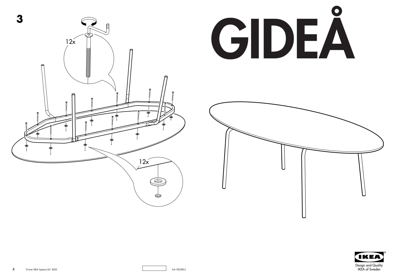 IKEA GIDEÅ TABLE 93X40