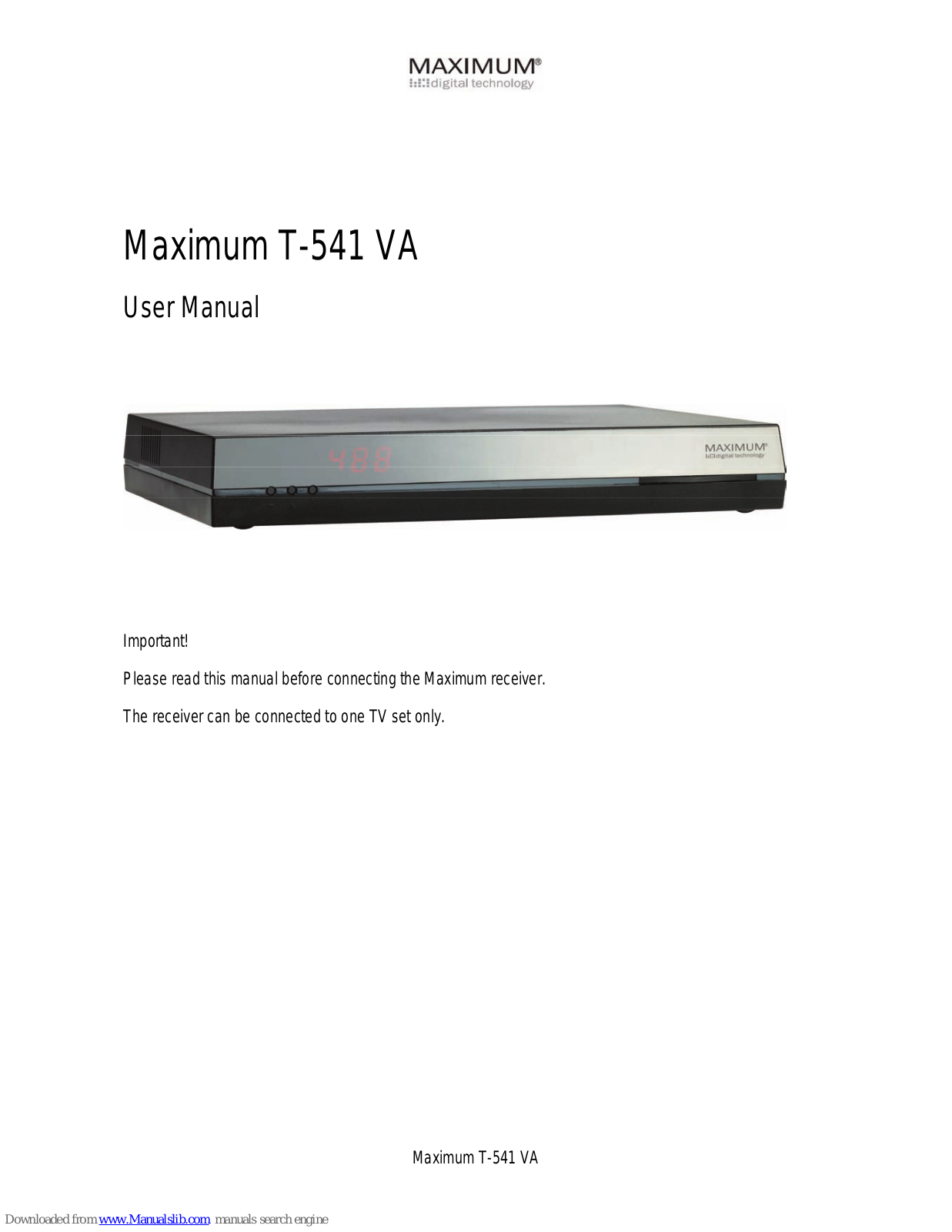 Maximum T-541 VA User Manual - ManualMachine.com