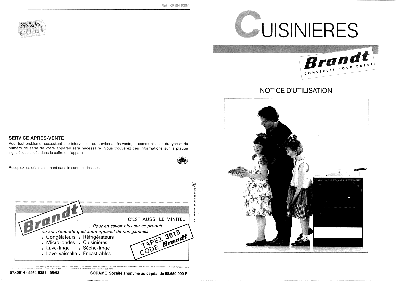 Brandt KFBN628 User Manual