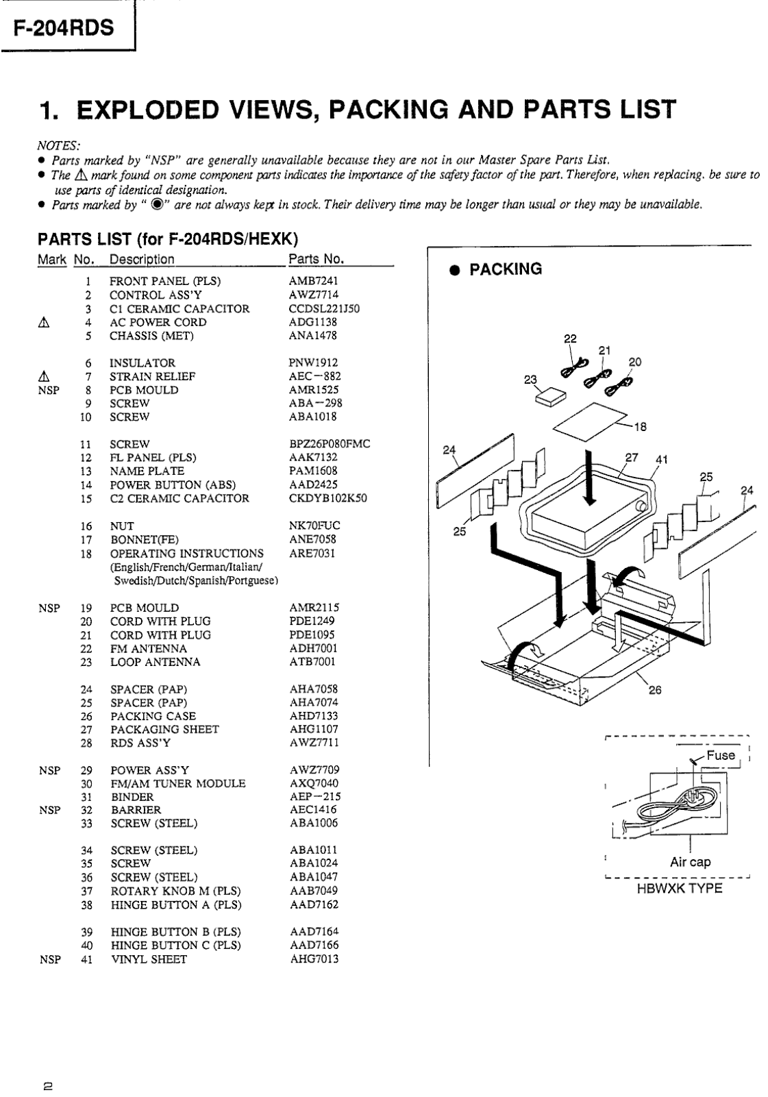 Pioneer F-204-RDS Service manual