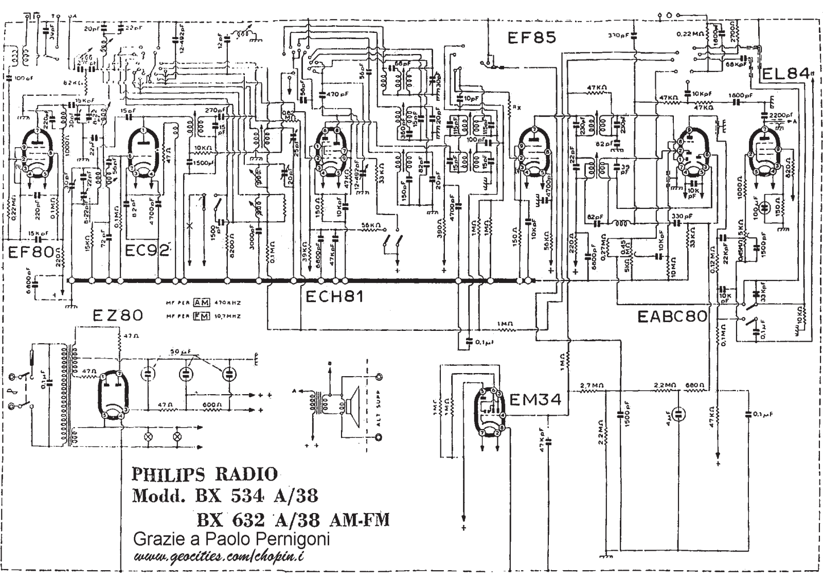 Philips BX632, BX534, BX632AM Schematic