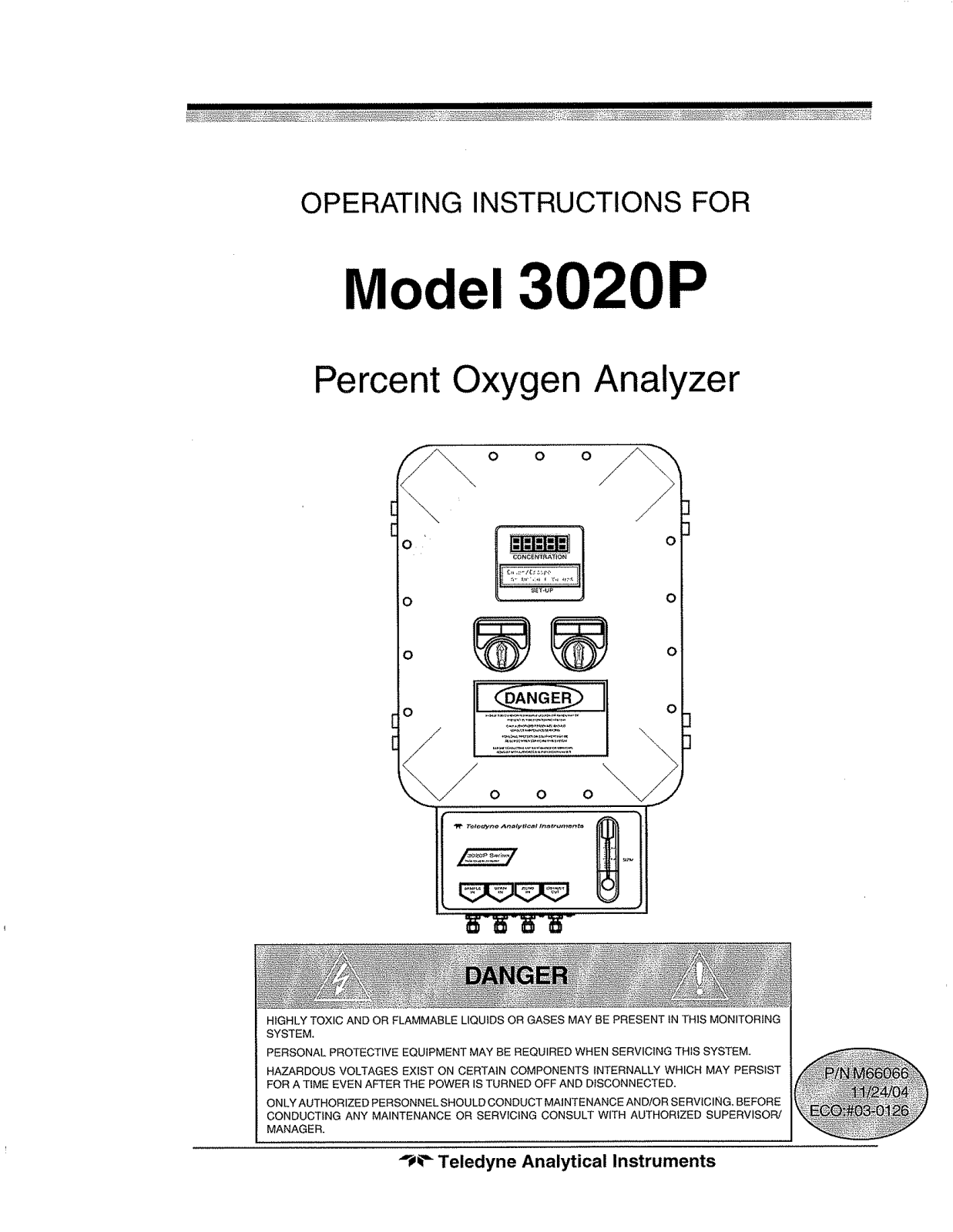 Teledyne 3020P User Manual