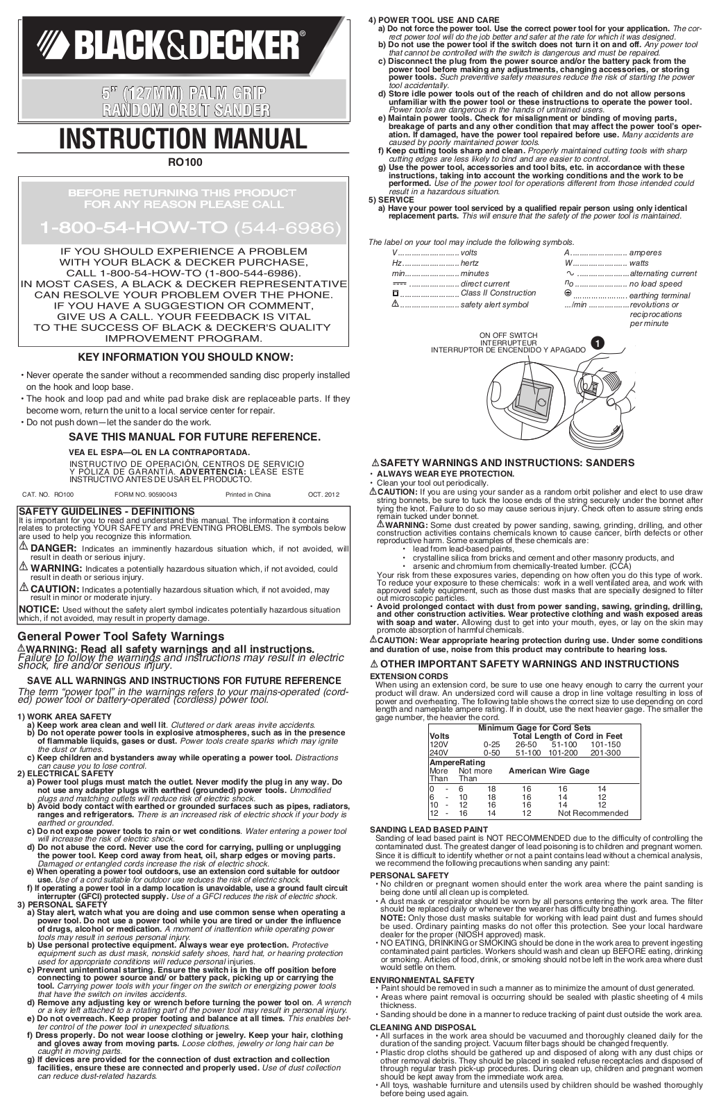 Black & Decker RO100 User Manual 2