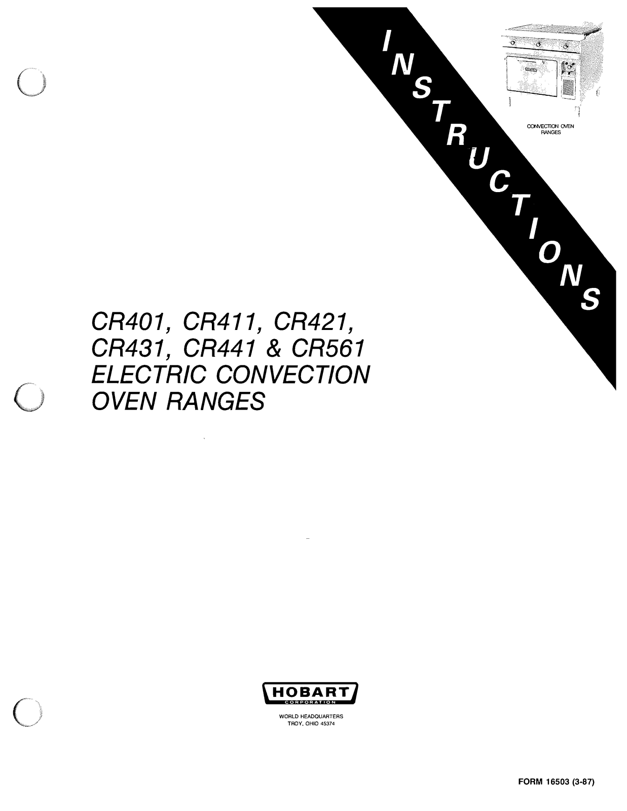 Hobart CR411 Installation Manual