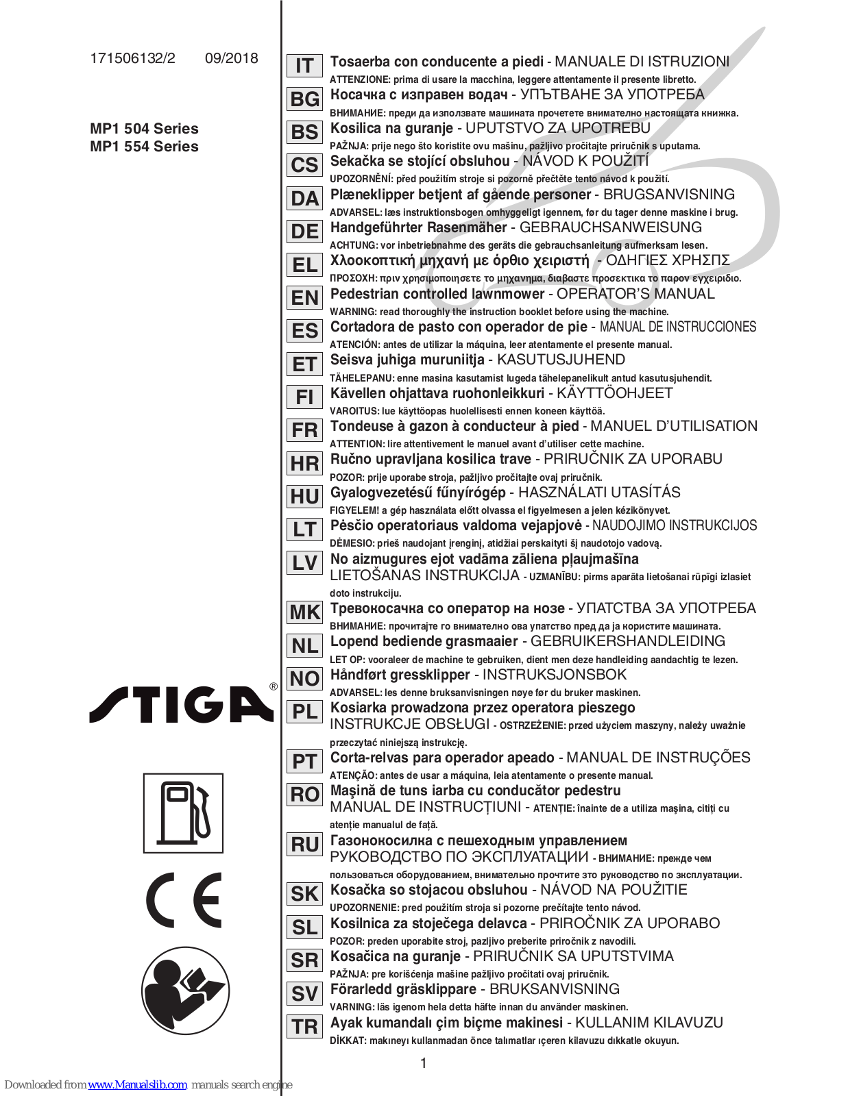 Stiga MP1 504 Series, MP1 554 Series Operator's Manual - ManualMachine.com