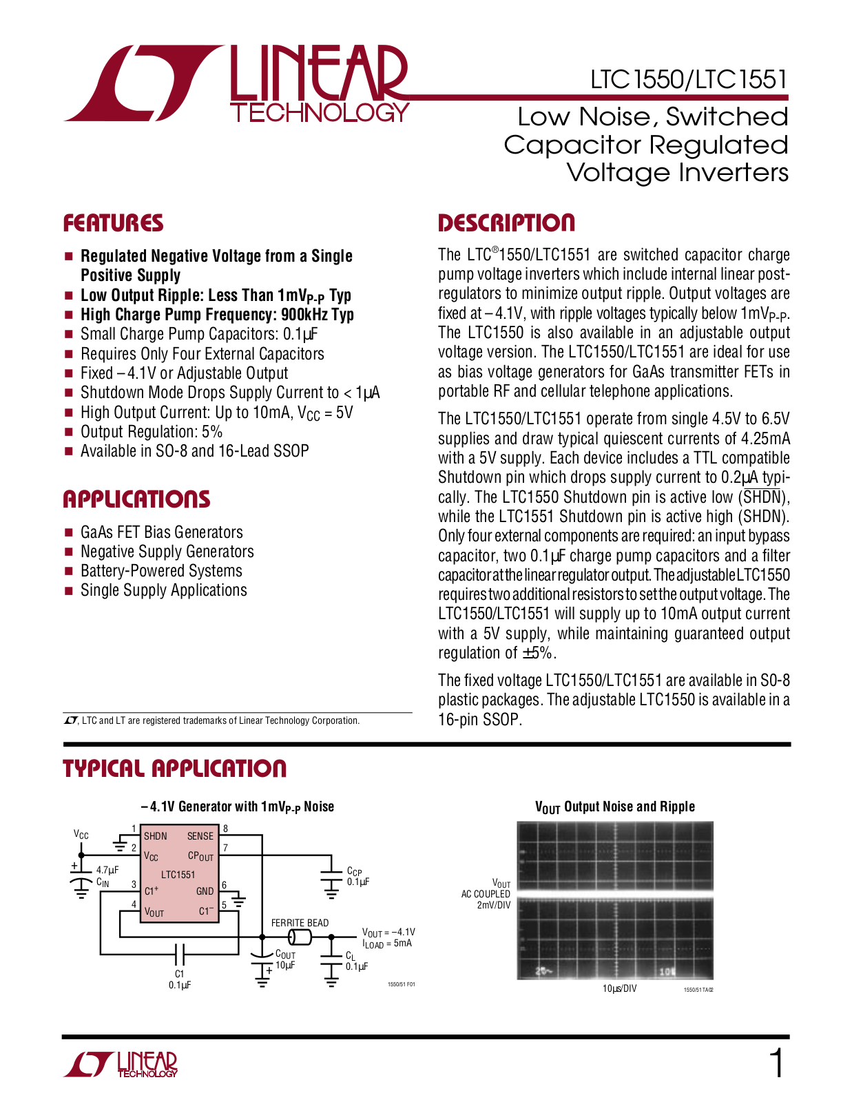 Linear Technology LTC1550, LTC1551 Datasheet