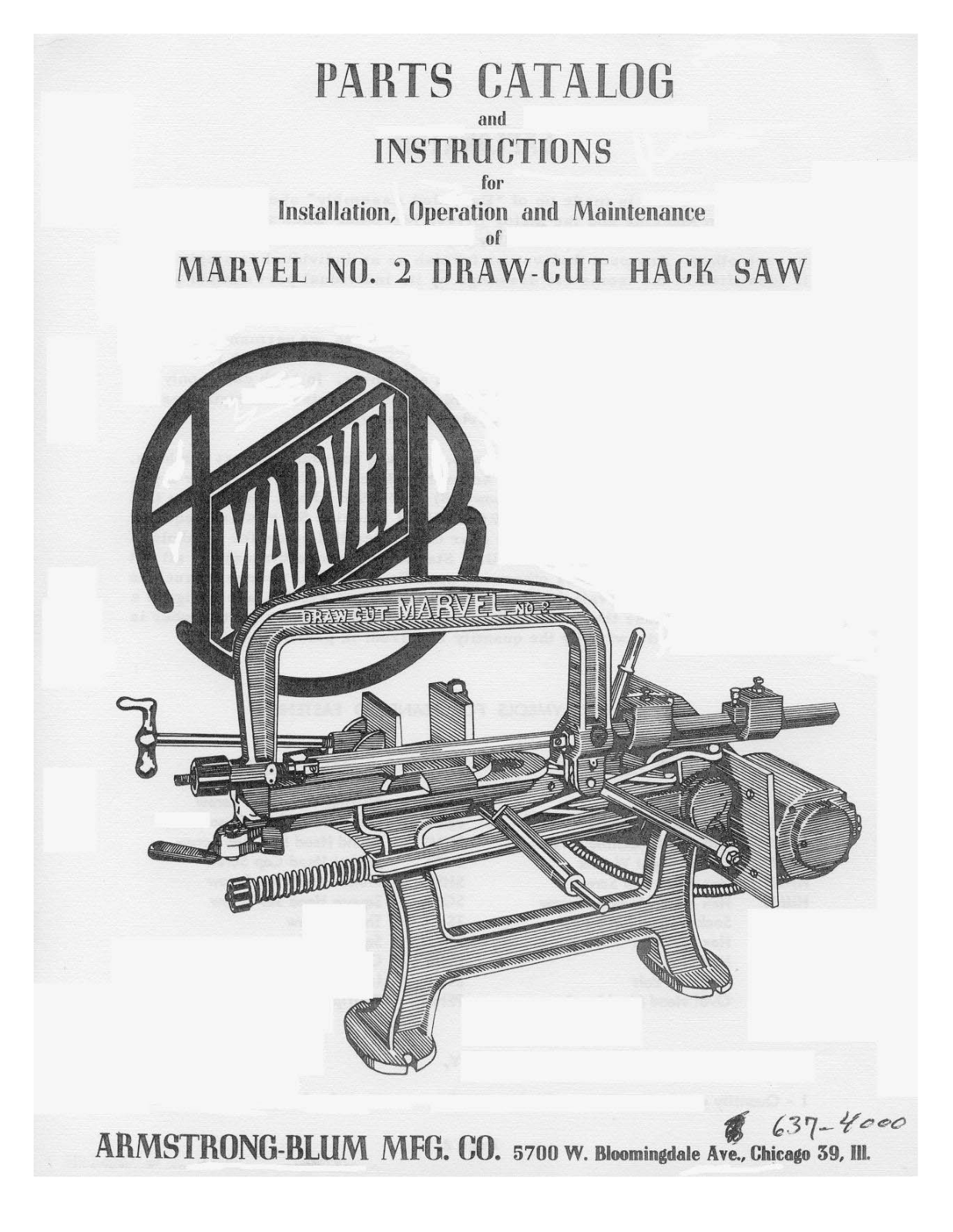 Armstrong-Blum Marvel #2 Draw-Cut Hack Saw Hack Saw, Power - ManualMachine.com