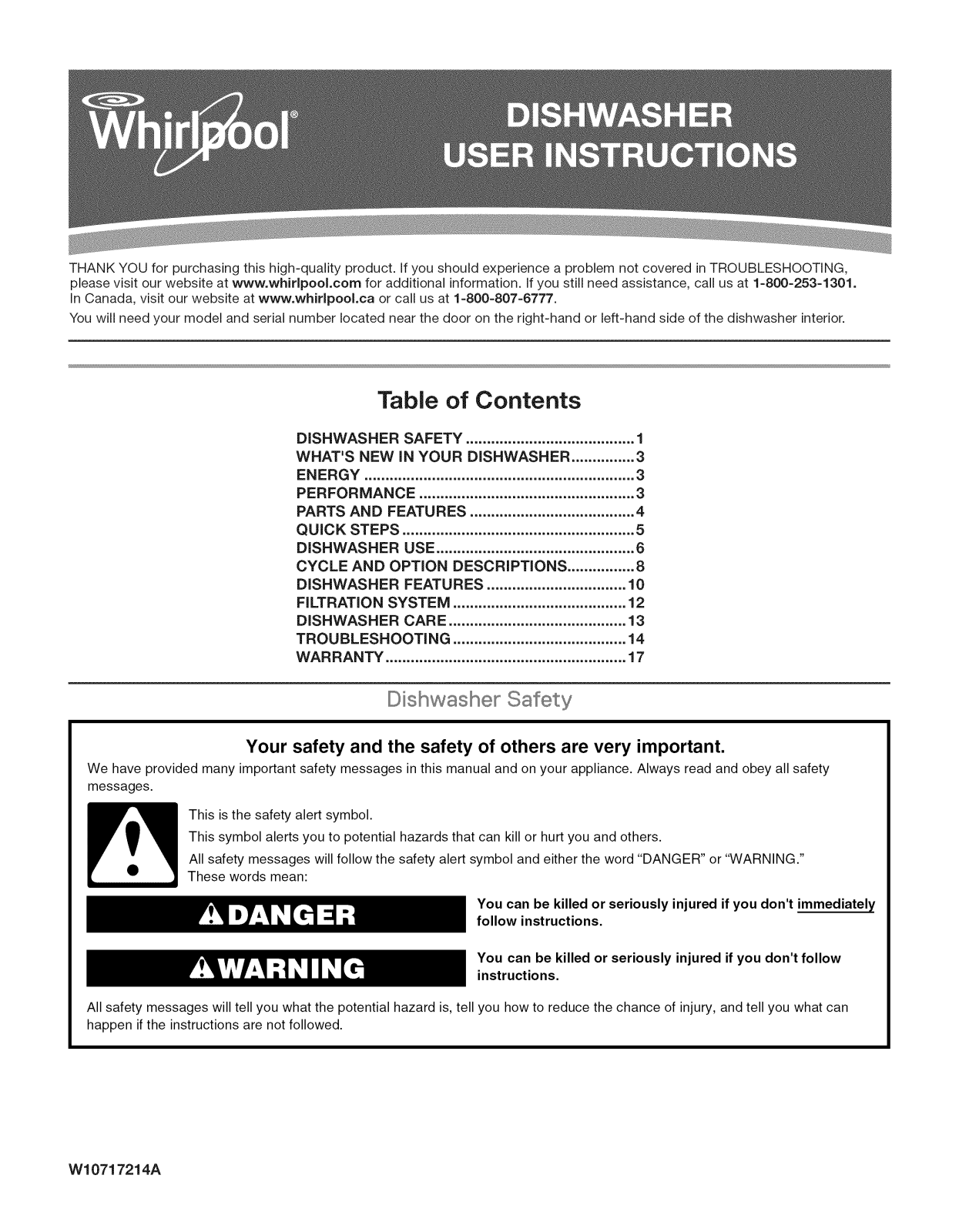 Whirlpool WDF520PADB3, WDF520PADW3, WDF520PADM5, WDF520PADW5, WDF520PADW2 Owner’s Manual