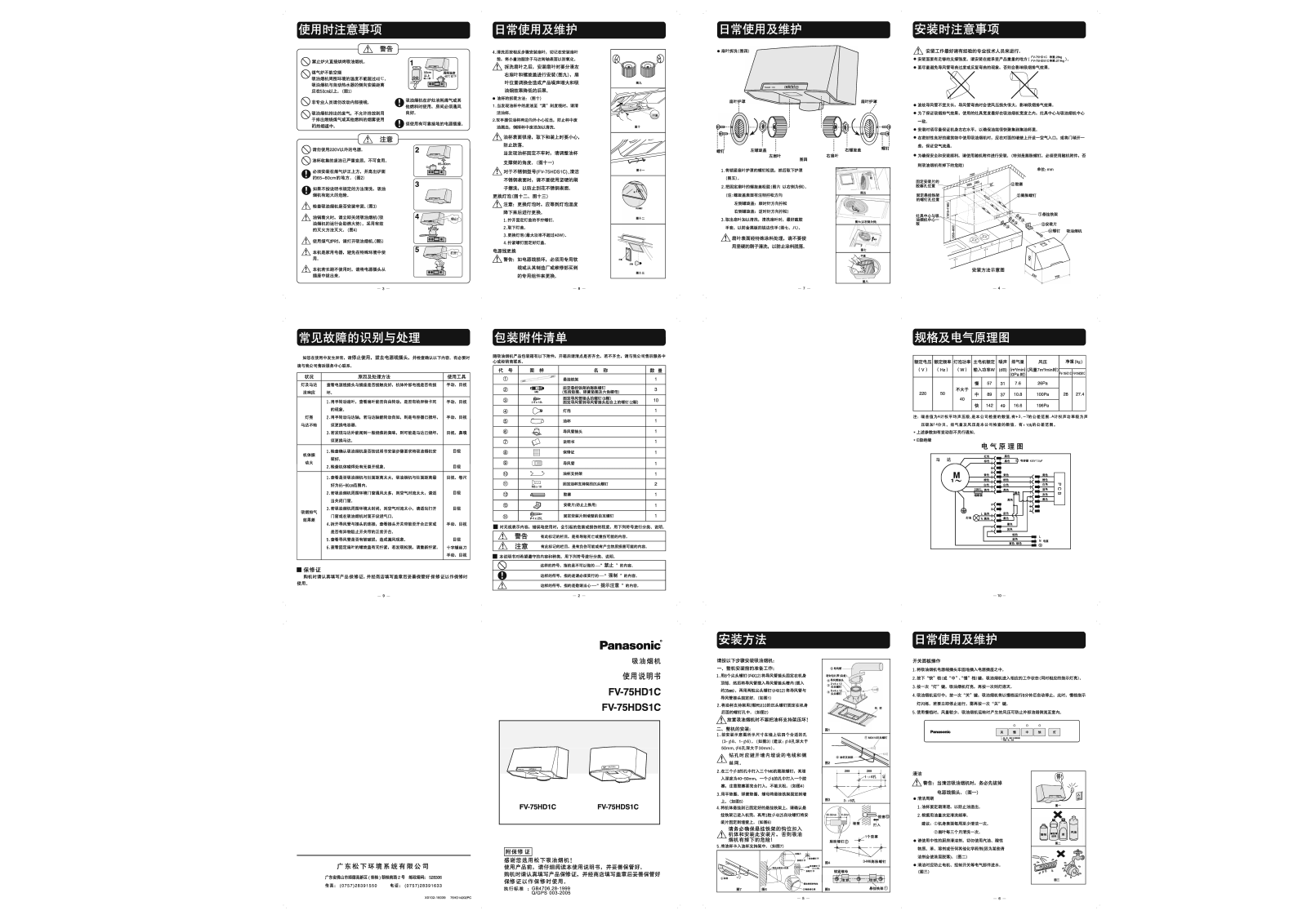 Panasonic FV-75HD1C, FV-75HDS1C User Manual